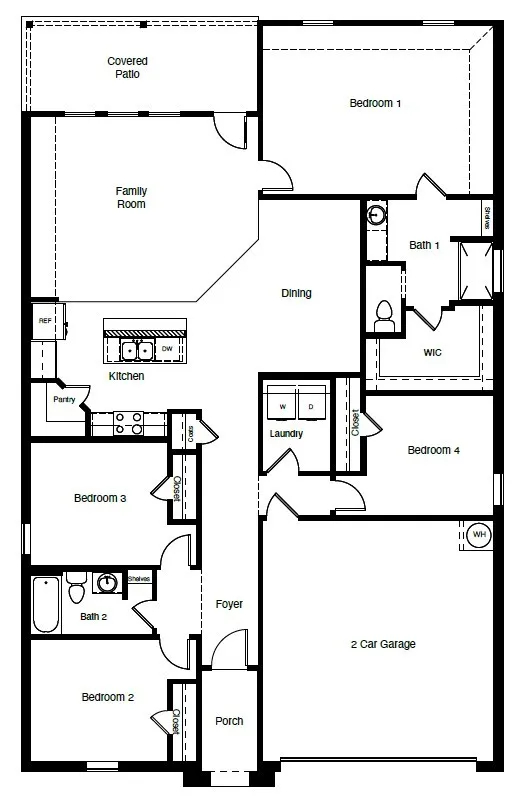 D.R. Horton's  Justin floor plan - All Home and community information, including pricing, included features, terms, availability and amenities, are subject to change at any time without notice or obligation. All Drawings, pictures, photographs, video, square footages, floor plans, elevations, features, colors and sizes are approximate for illustration purposes only and will vary from the homes as built.