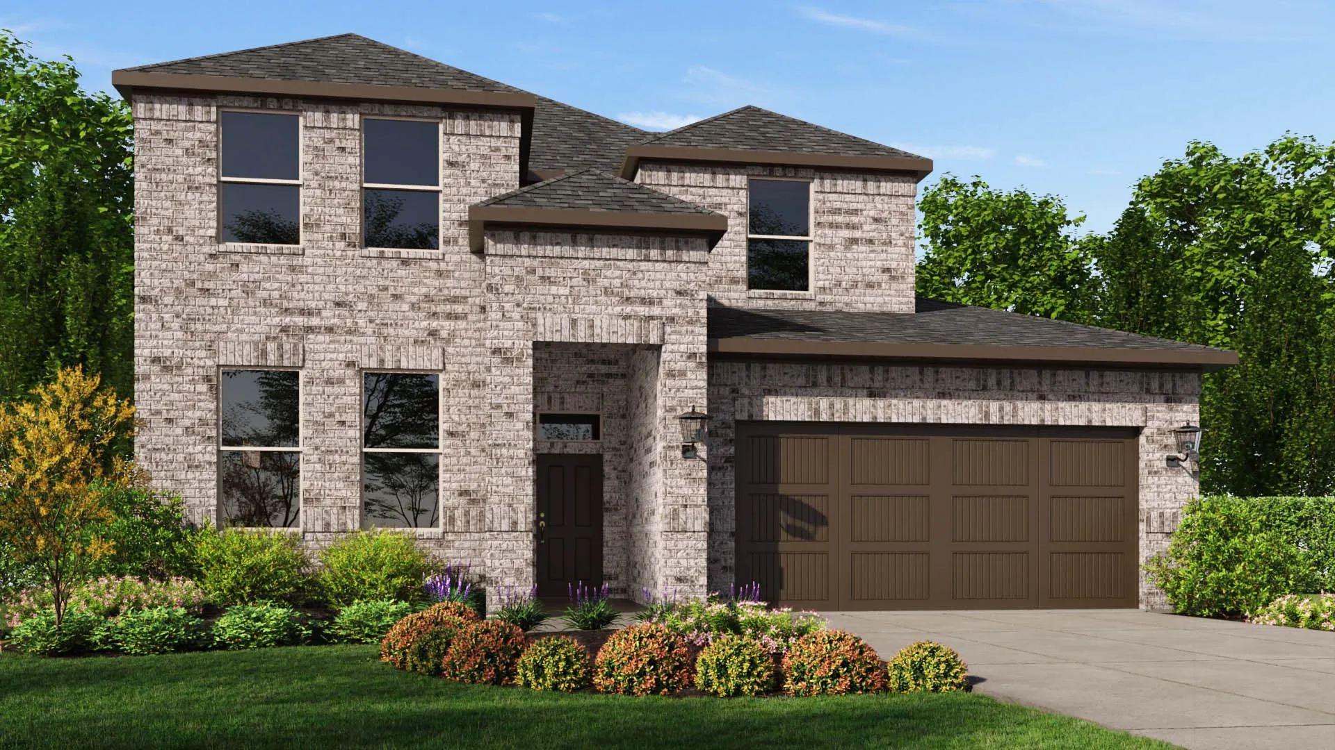 Front Elevation - D.R. Horton's Juniper floor plan Elevation A - All Home and community information, including pricing, included features, terms, availability and amenities, are subject to change at any time without notice or obligation. All Drawings, pictures, photographs, video, square footages, floor plans, elevations, features, colors and sizes are approximate for illustration purposes only and will vary from the homes as built.