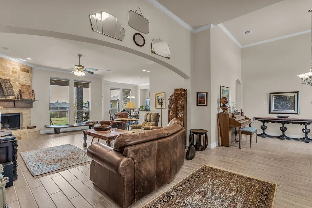 Living room in front of entry, dining room to the right