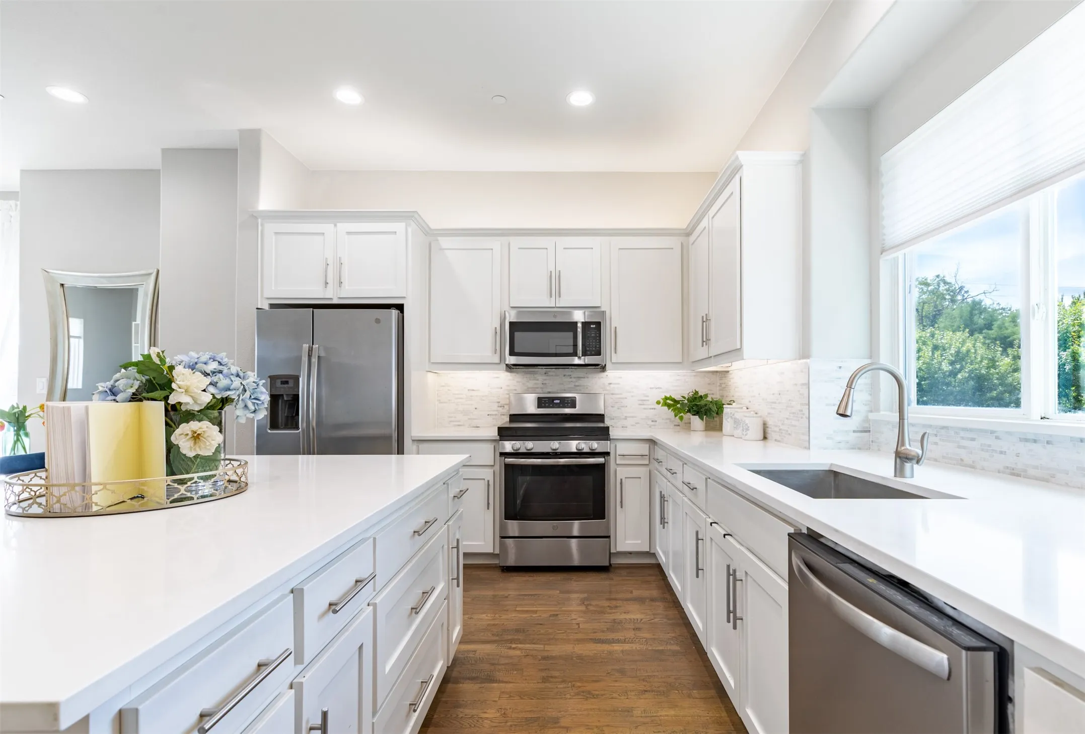 Gas range in kitchen