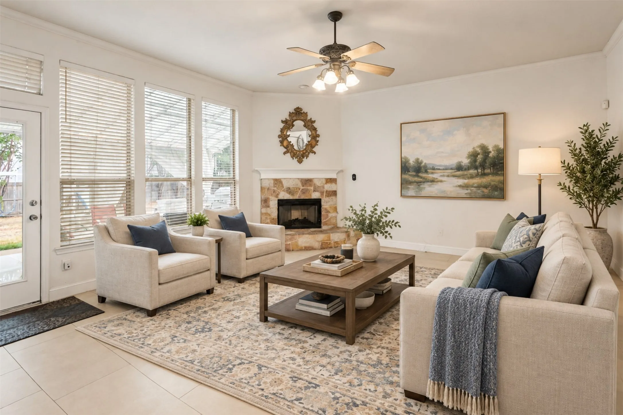Virtually staged living room