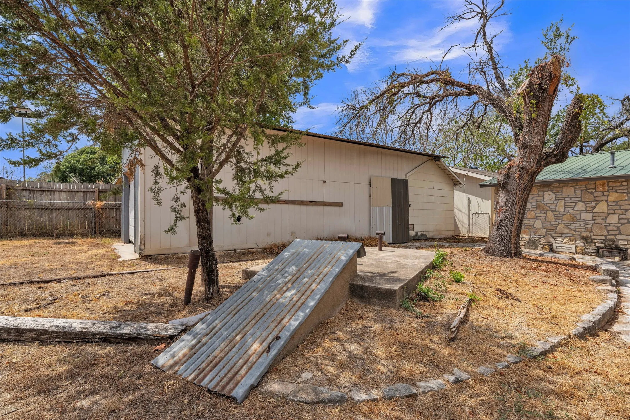 Storm cellar w/view of garage/shop