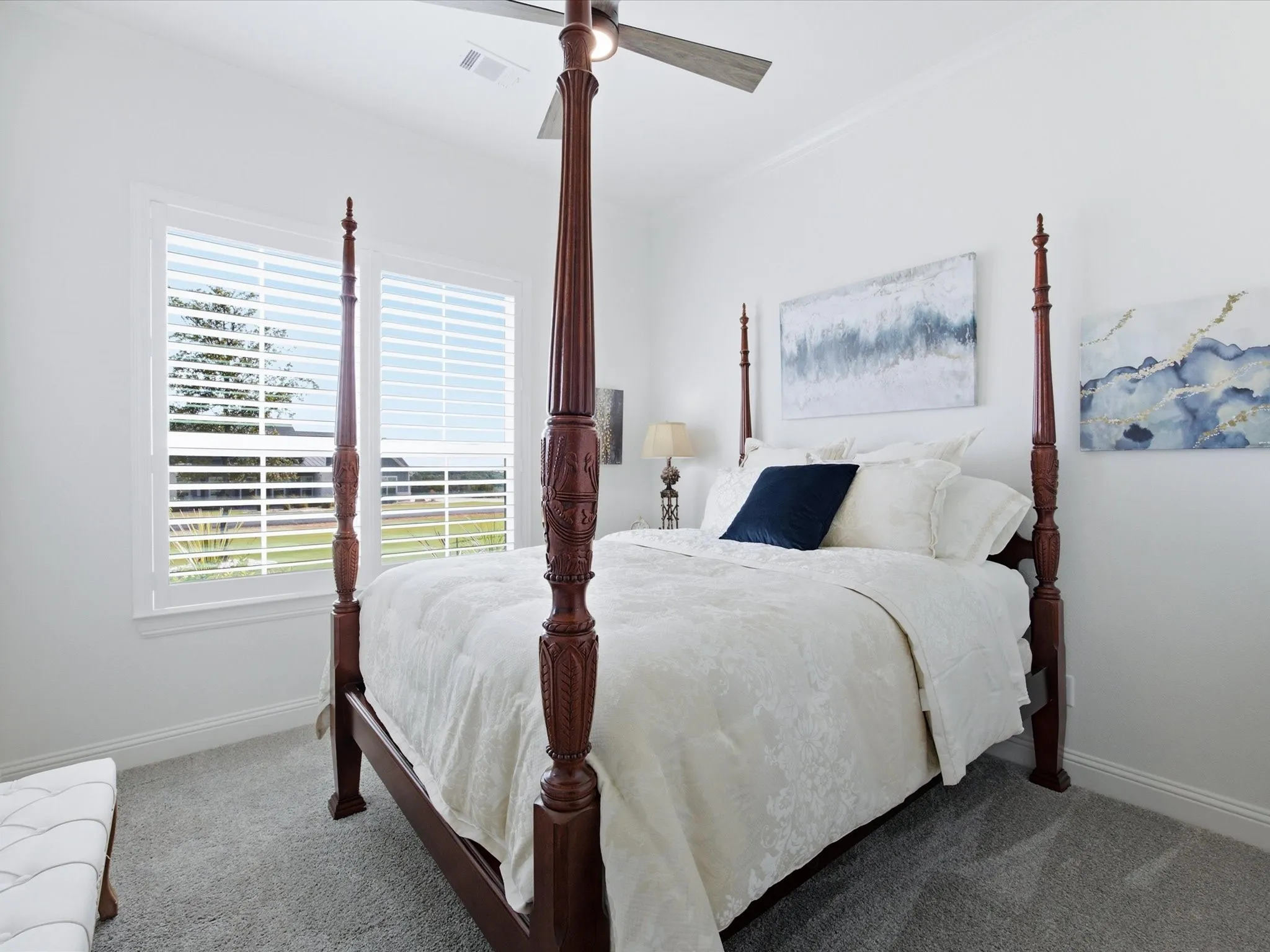 A desirable secondary primary bedroom is perfect for visiting guests or multigenerational living.