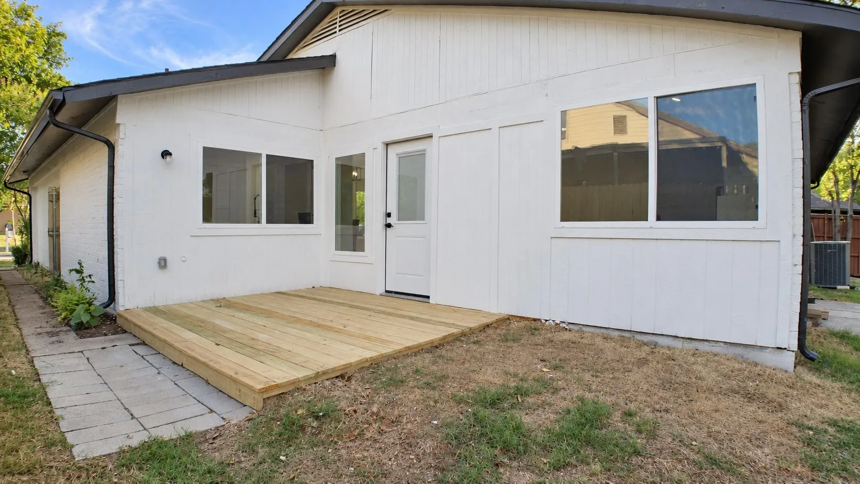 Freshly installed wooden deck