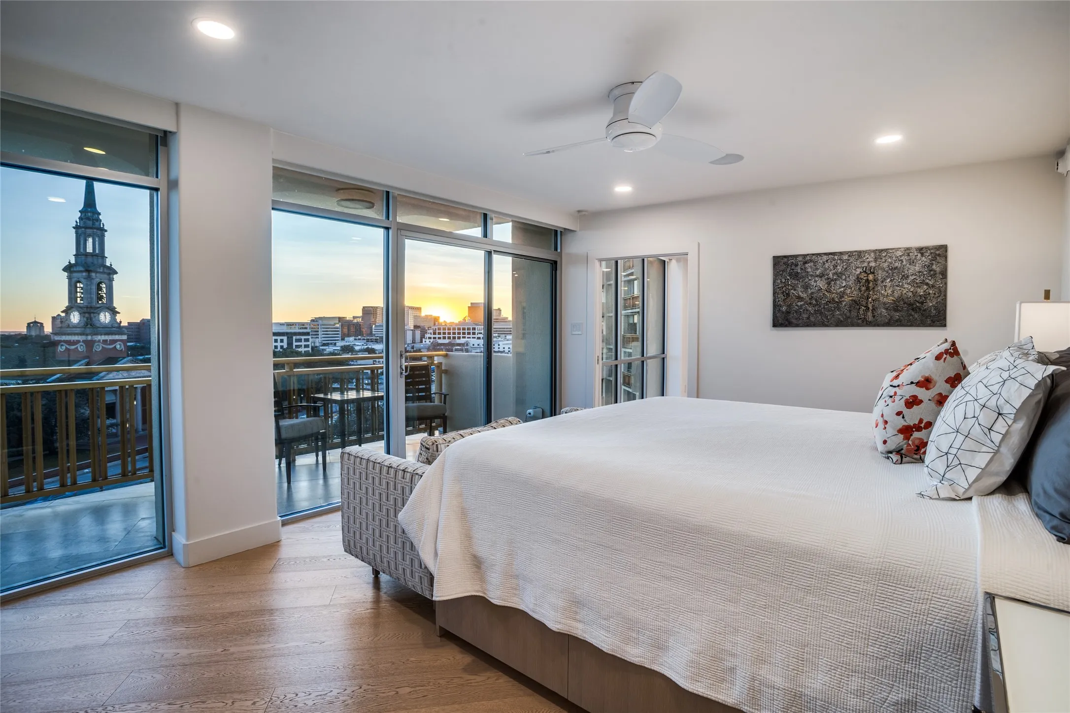 Primary bedroom has access to private balcony
