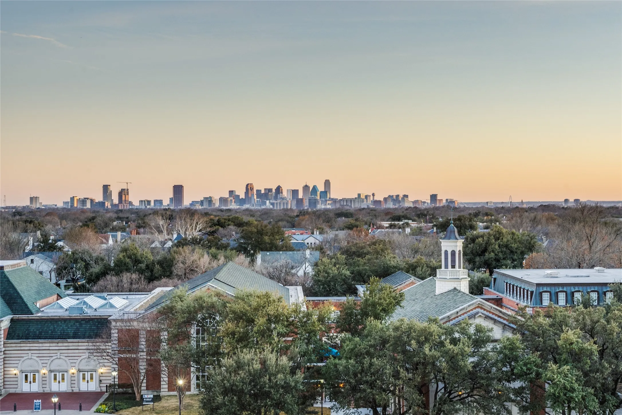 Downtown Dallas can be seen from most every room in the unit