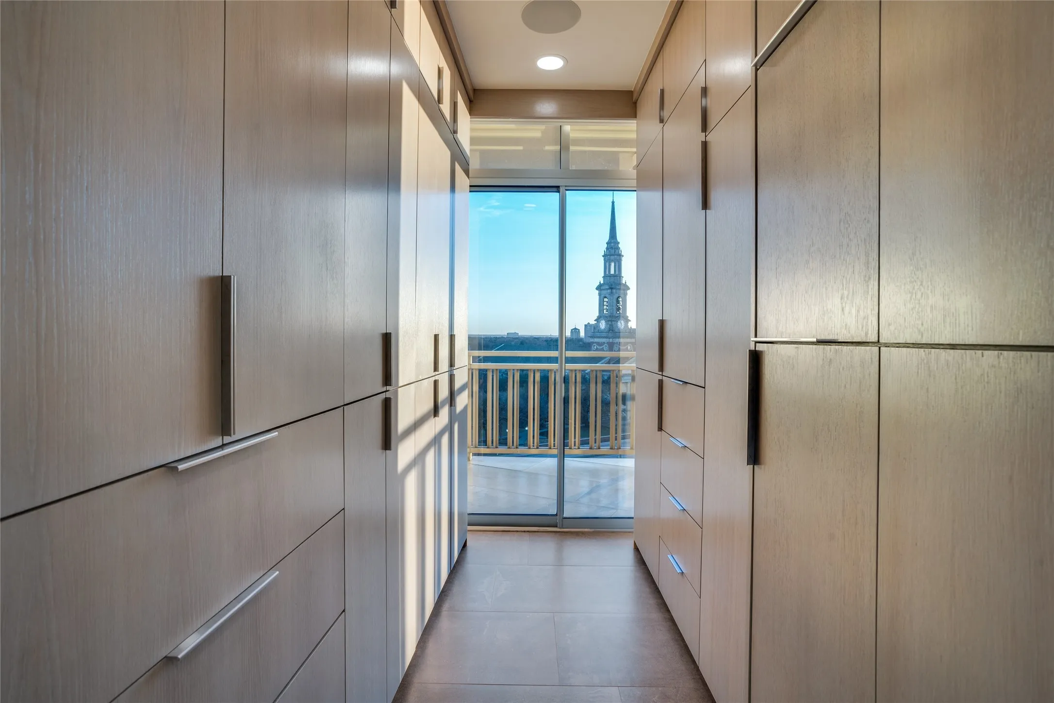 Custom dressing area-closet has downtown view