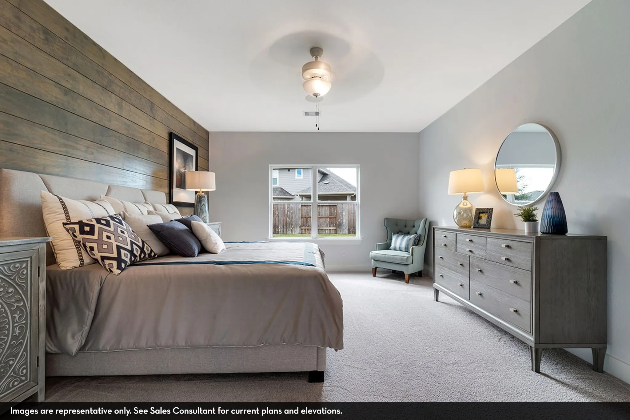 Accent wall with horizontal wood paneling