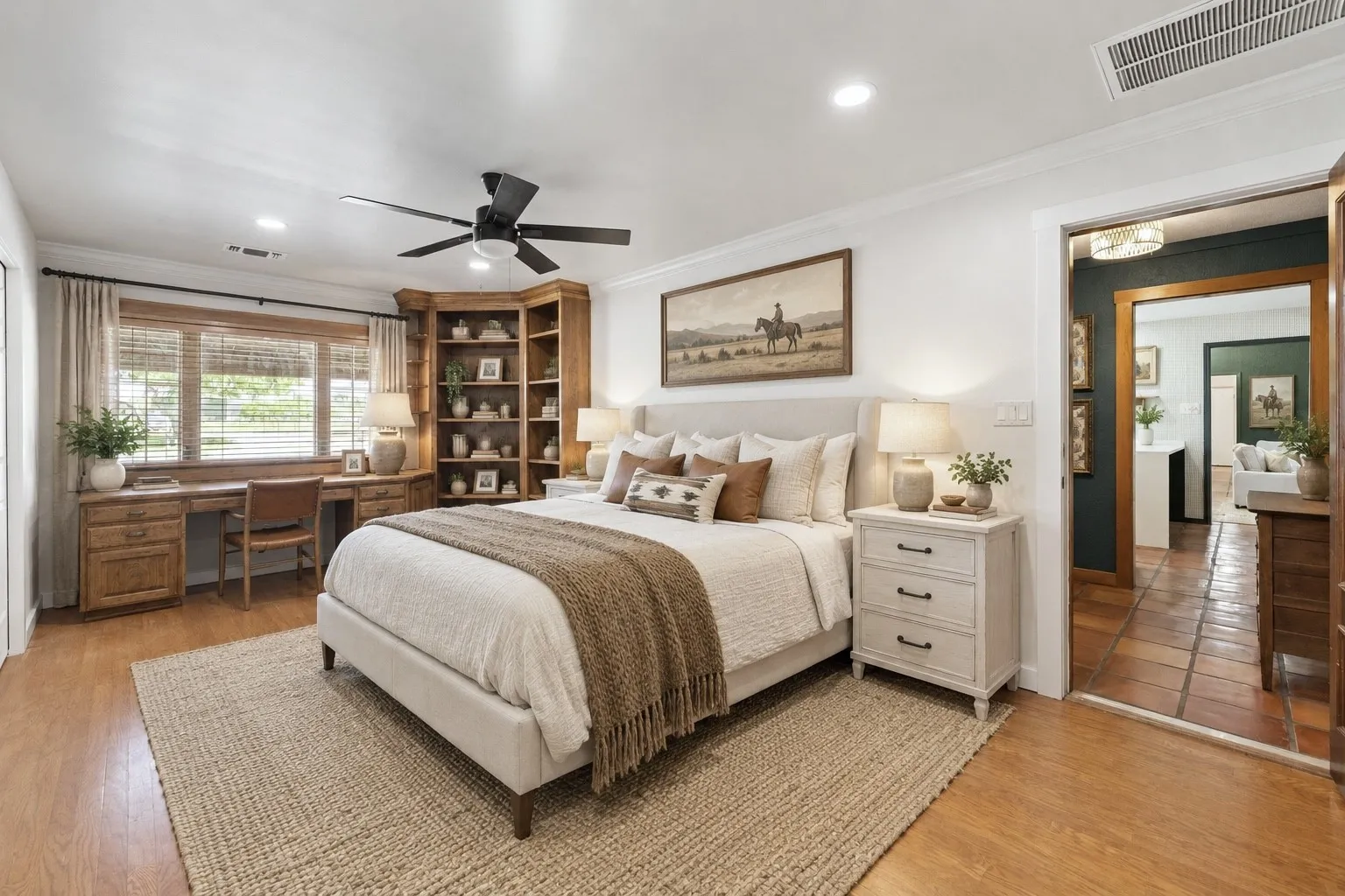The primary bedroom is conveniently tucked away from the other bedrooms on the OPPOSITE side of the home!Virtually Staged.
