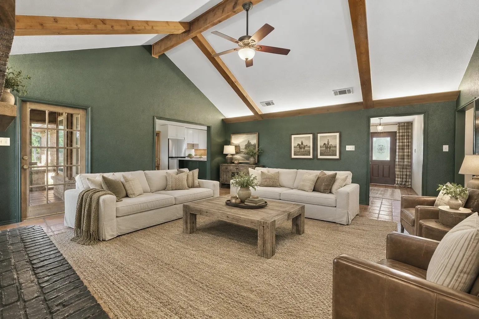 The living room is the heart of the home, providing kitchen/dining room access, front door access AND a door to the backyard/covered back patio!!