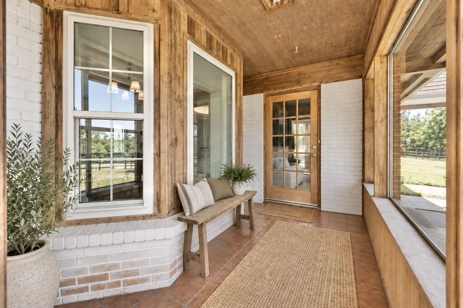 The sun room is located right off of the living room and is perfect for providing shelter for your dogs!!Virtually Staged.