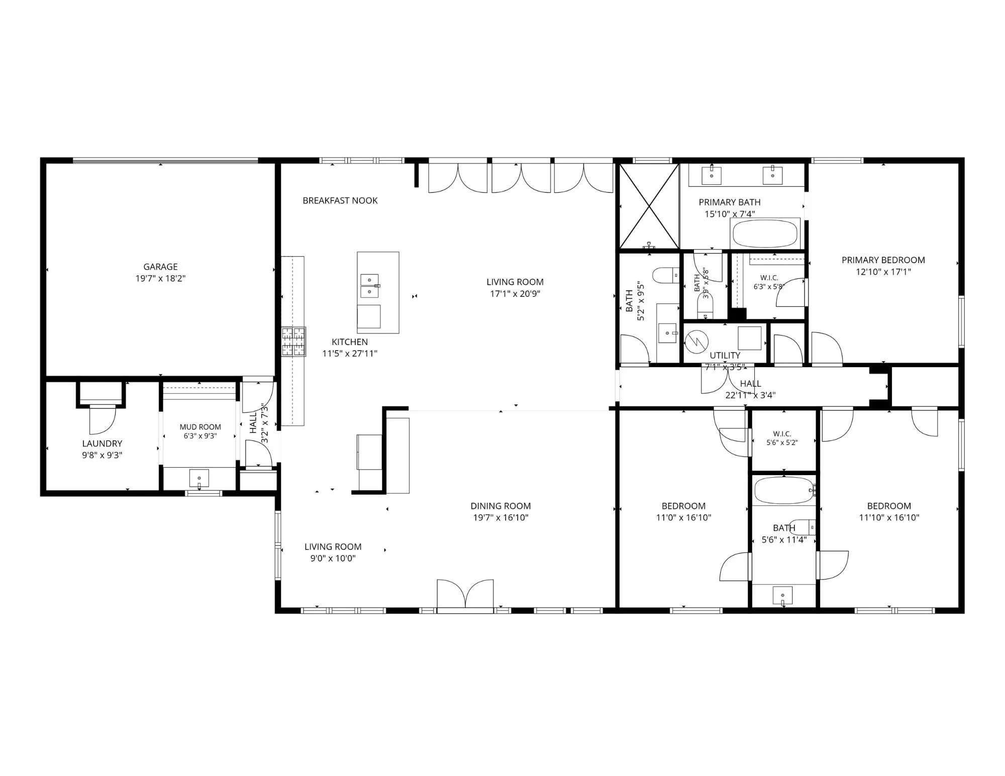 Spacious single story ranch home with 3 bedrooms, 2.1 bathrooms and 2,361 square feet.