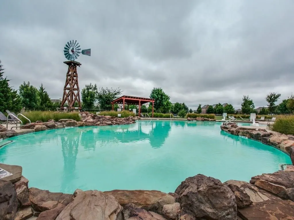 Beautiful community pool only a block away.