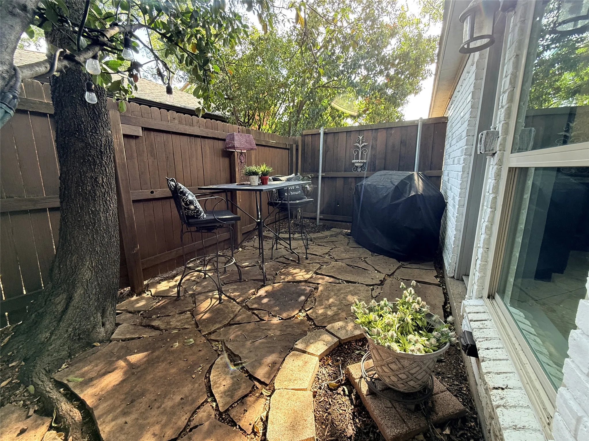 well-planned area for grilling and relaxing
