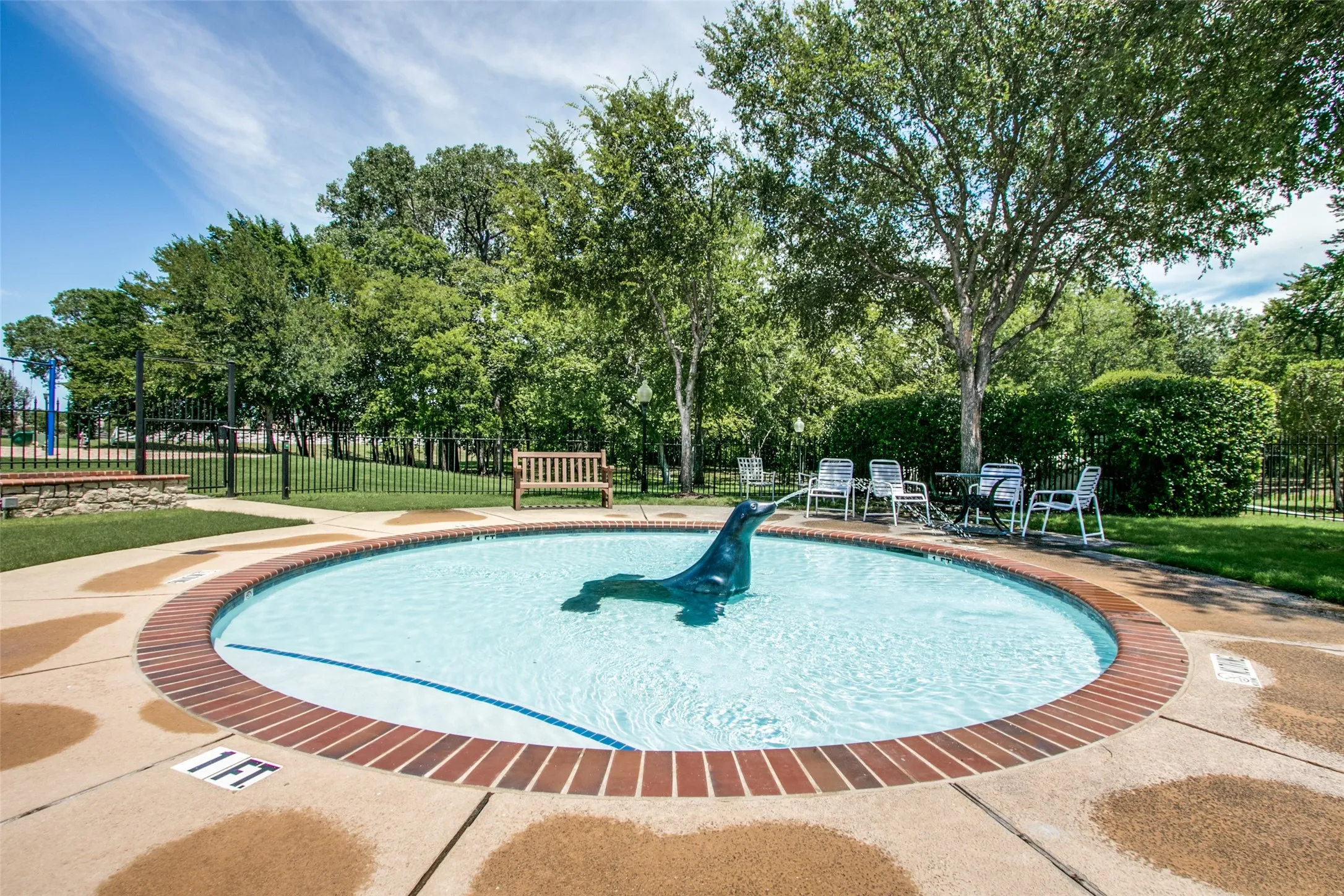 View of South swimming pool with splash pad