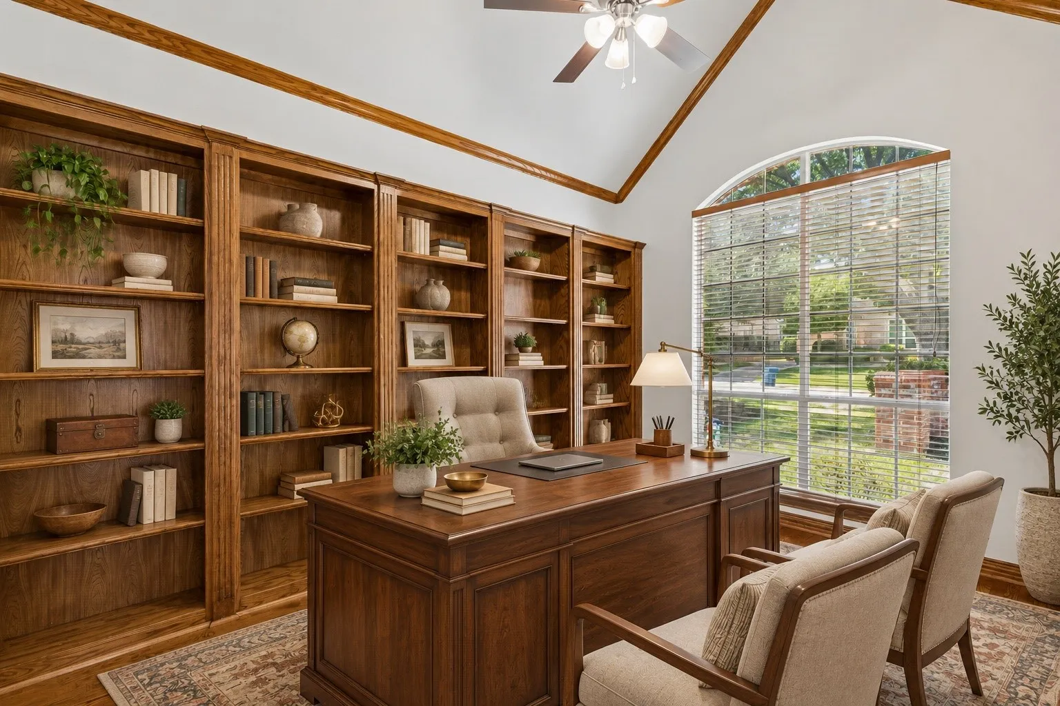 The private office is just off the entry - with plenty of built-ins this makes the ideal home office. (This photo is virtually staged.)