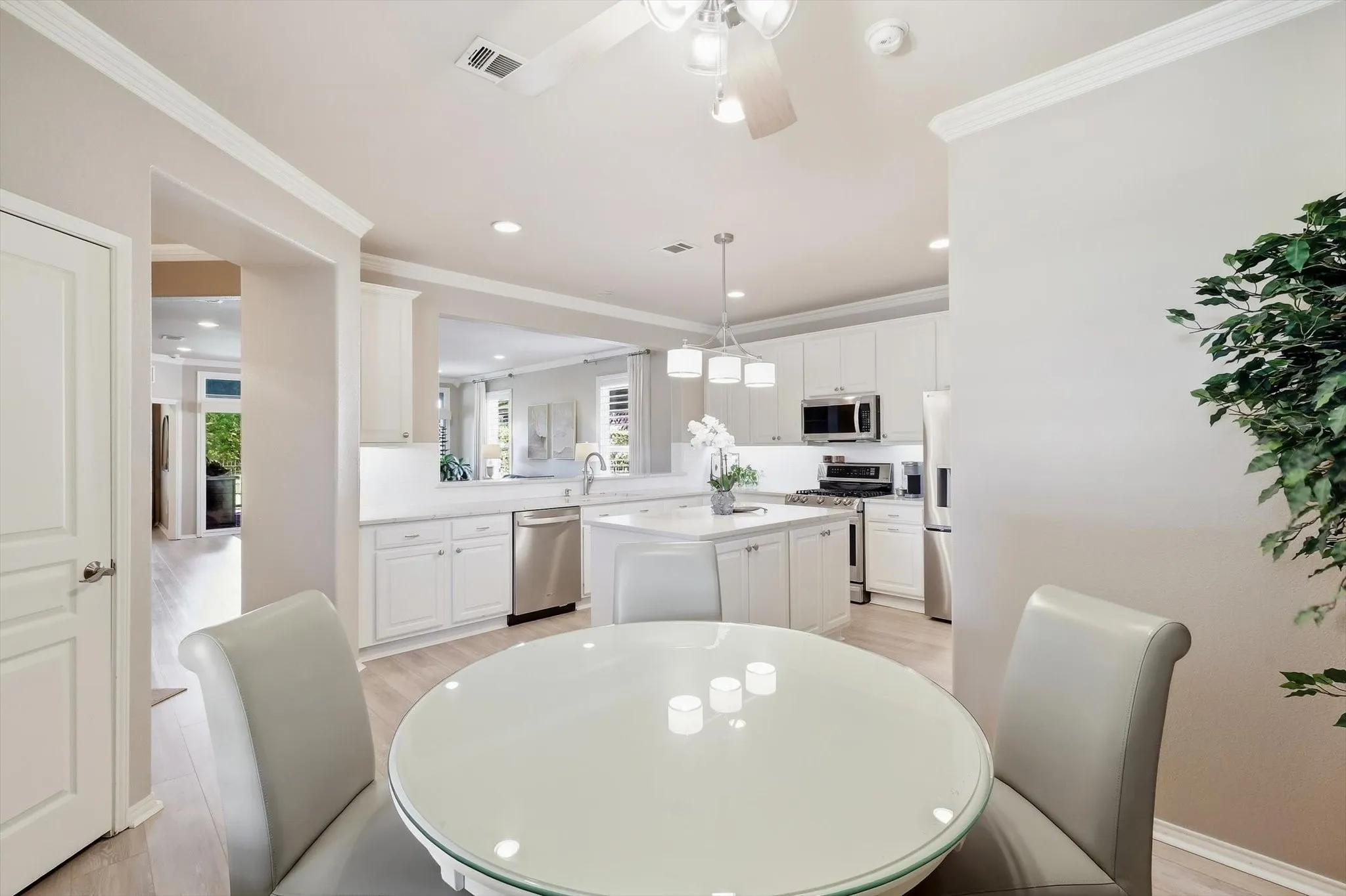 Contemporary Breakfast Room opens to the Kitchen