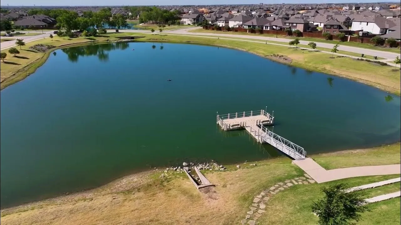 Fishing pond with a dock.