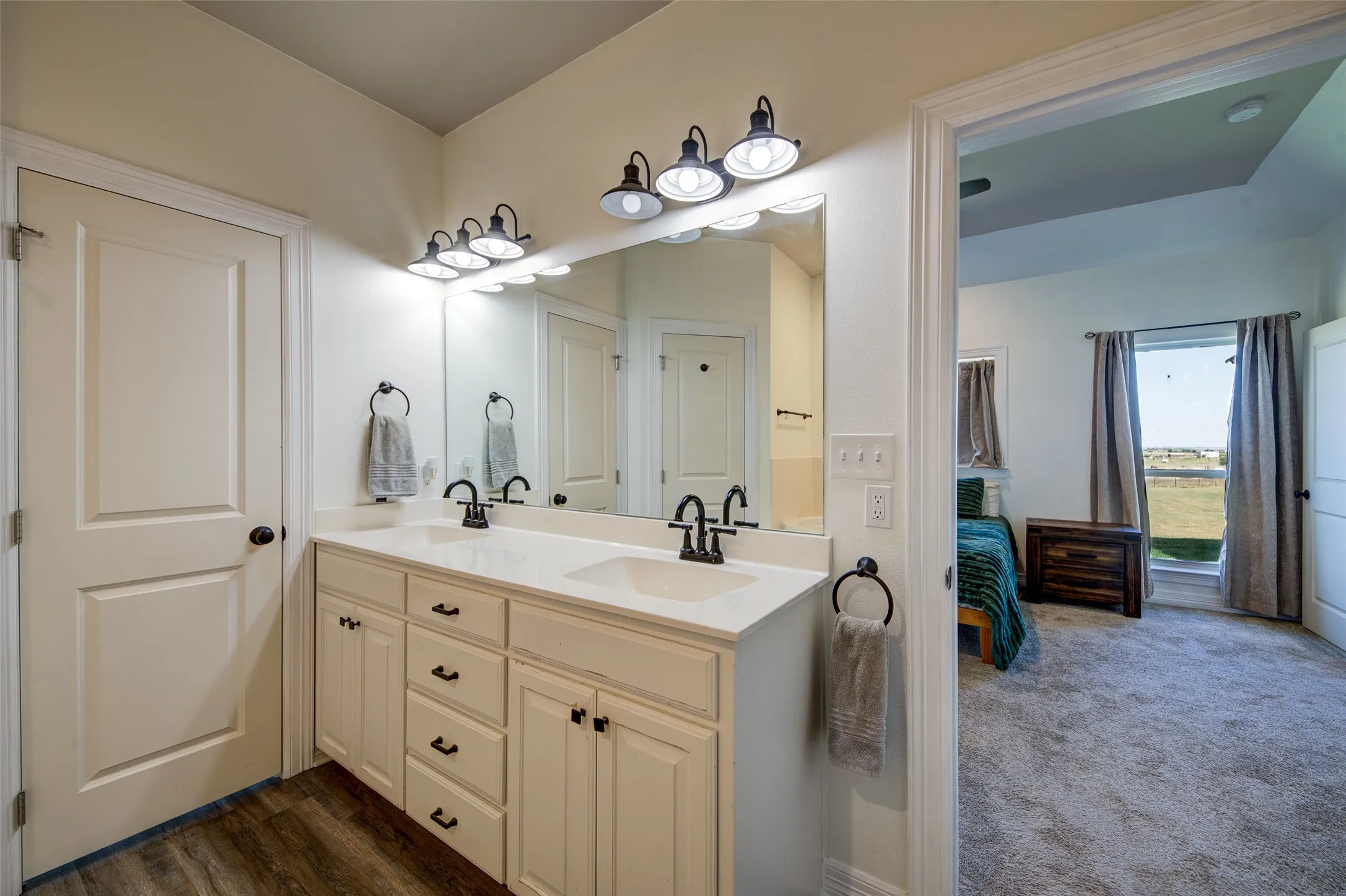 Primary bathroom with double sinks