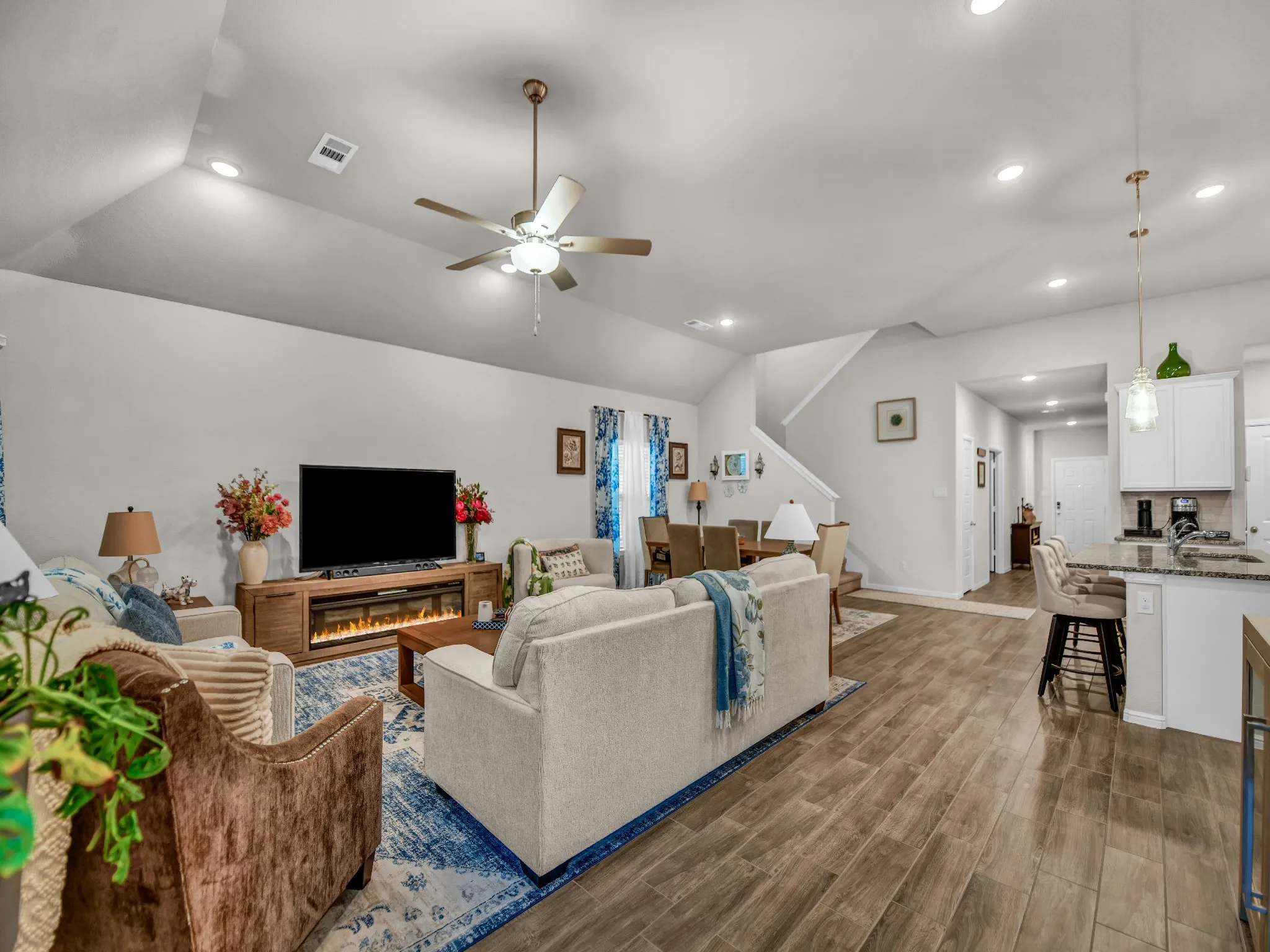 Vaulted Ceiling and Tile Flooring