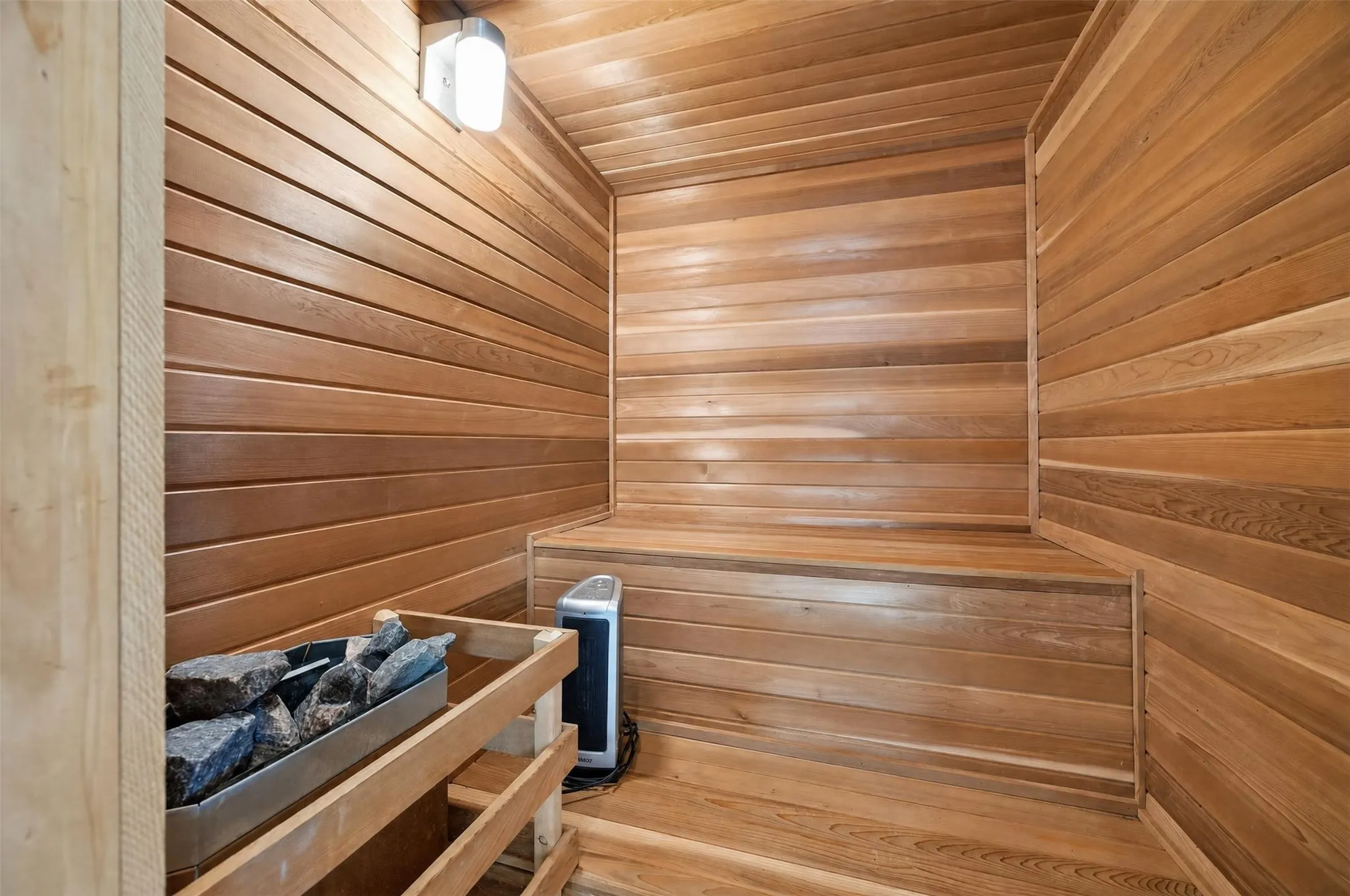Built-in sauna in primary bathroom
