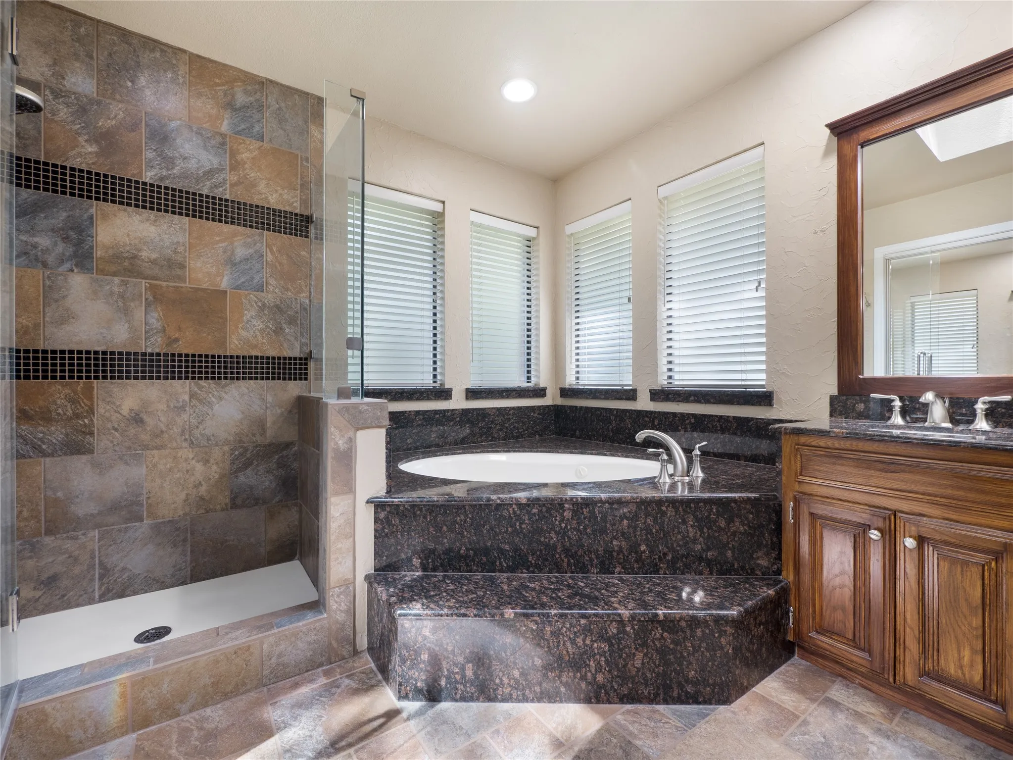 Jetted tub and separate shower