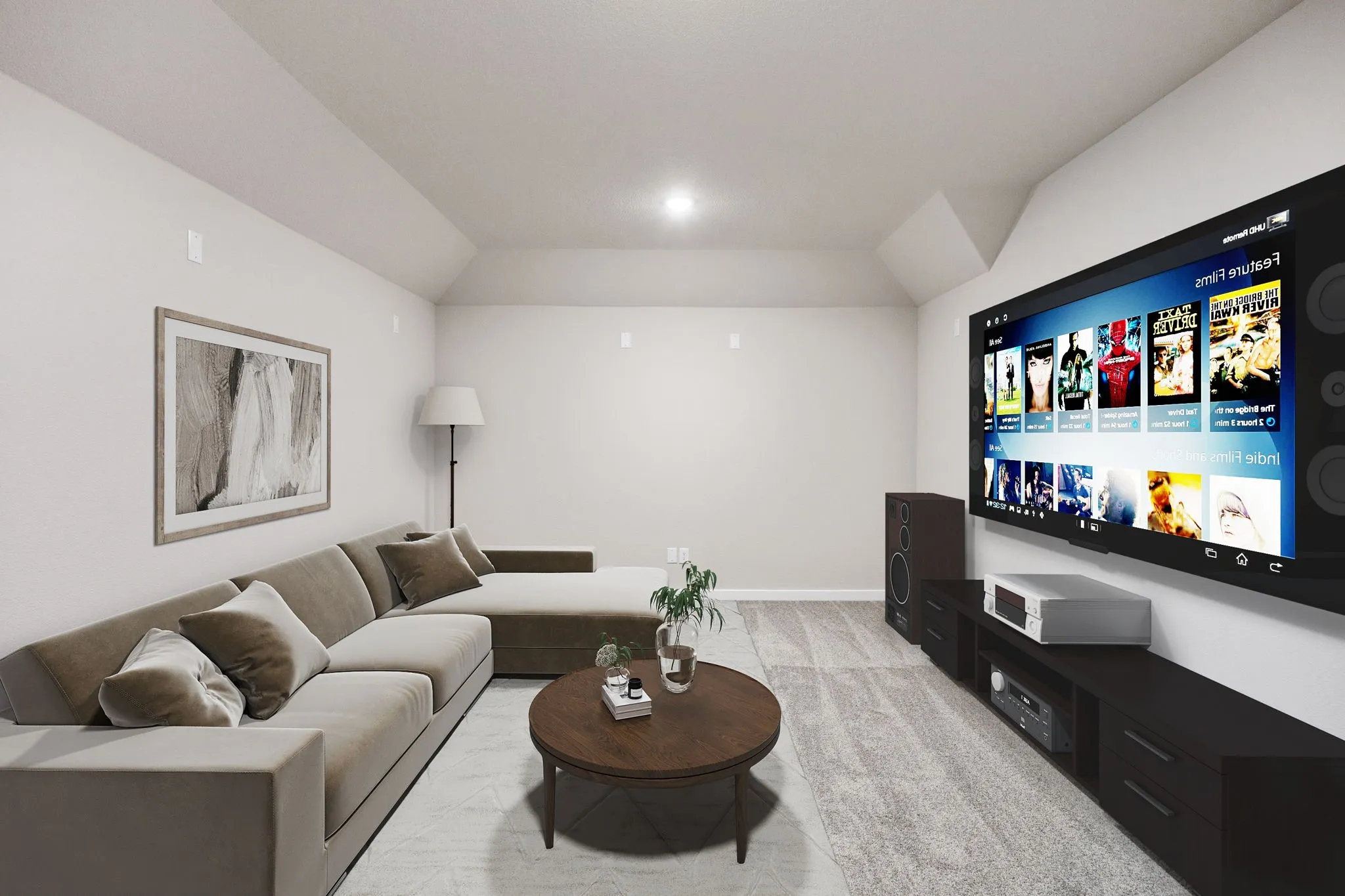 Media Room in the Wimbledon home plan by Trophy Signature Homes – REPRESENTATIVE PHOTO