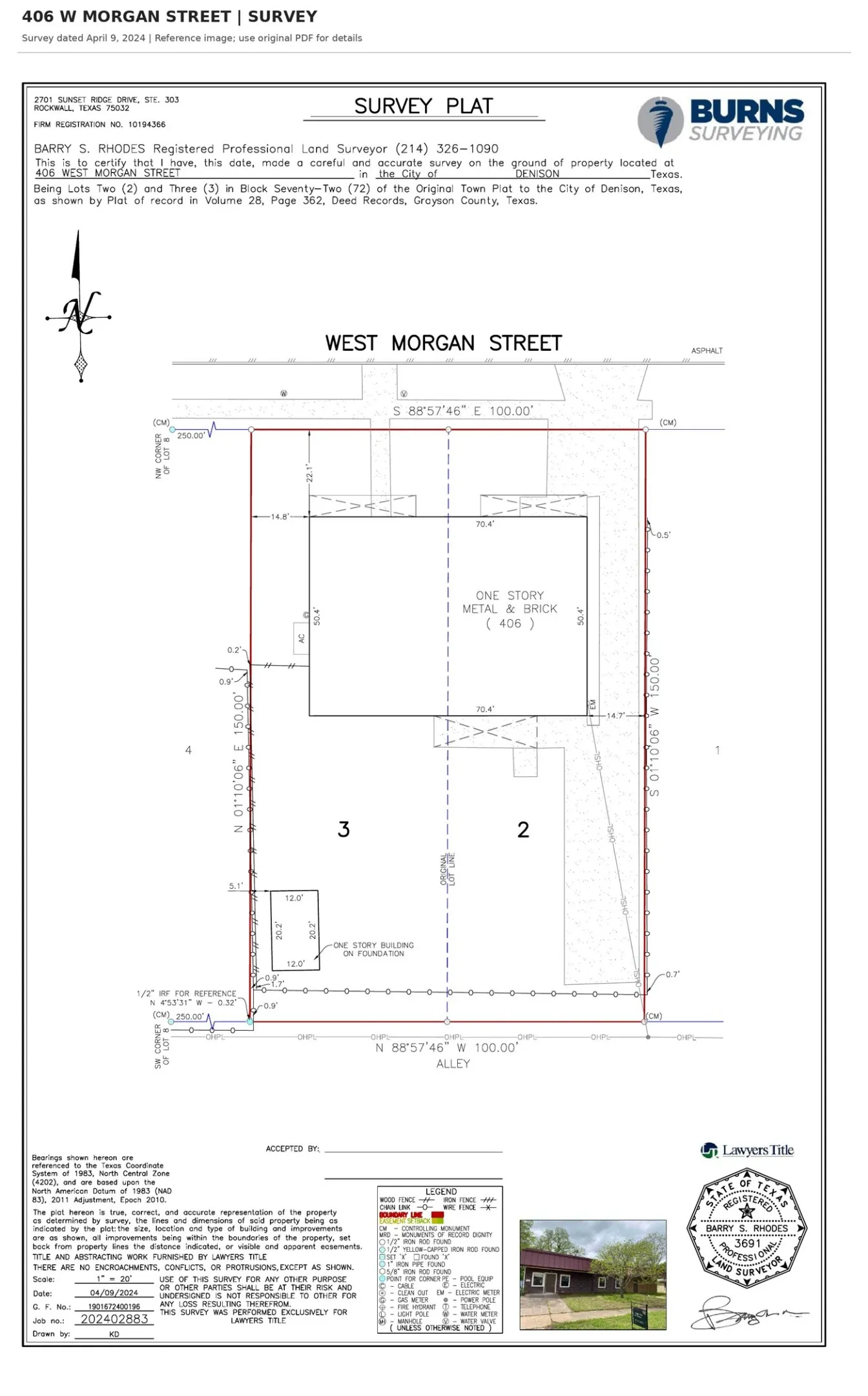 Survey dated April 9, 2024. Reference image; see original survey PDF in listing documents.