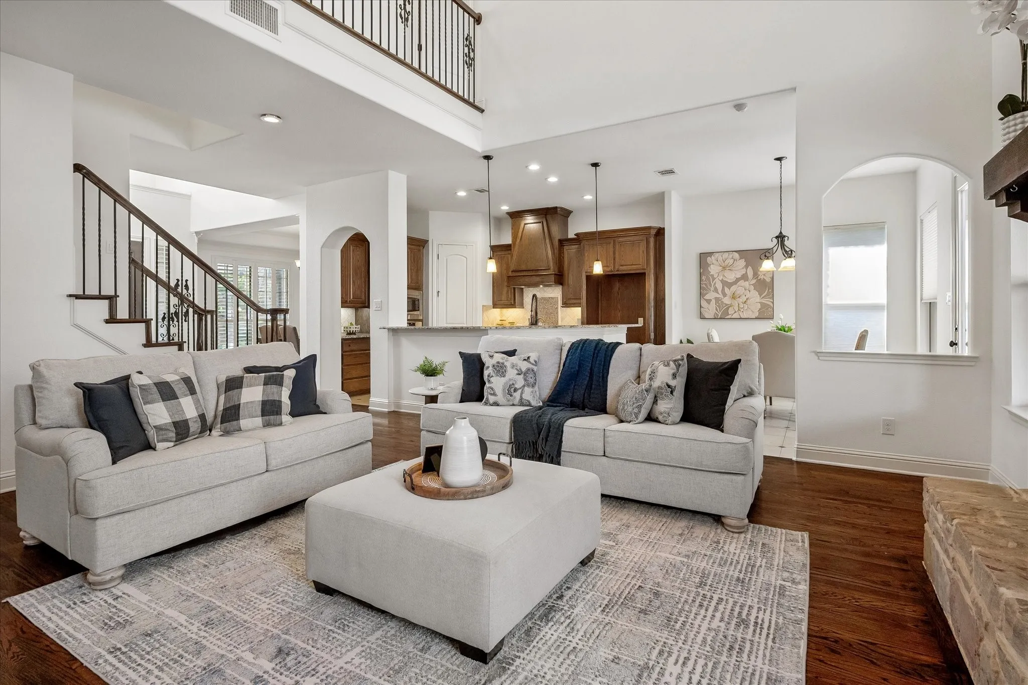 Excellent open concept living, dining, and kitchen.