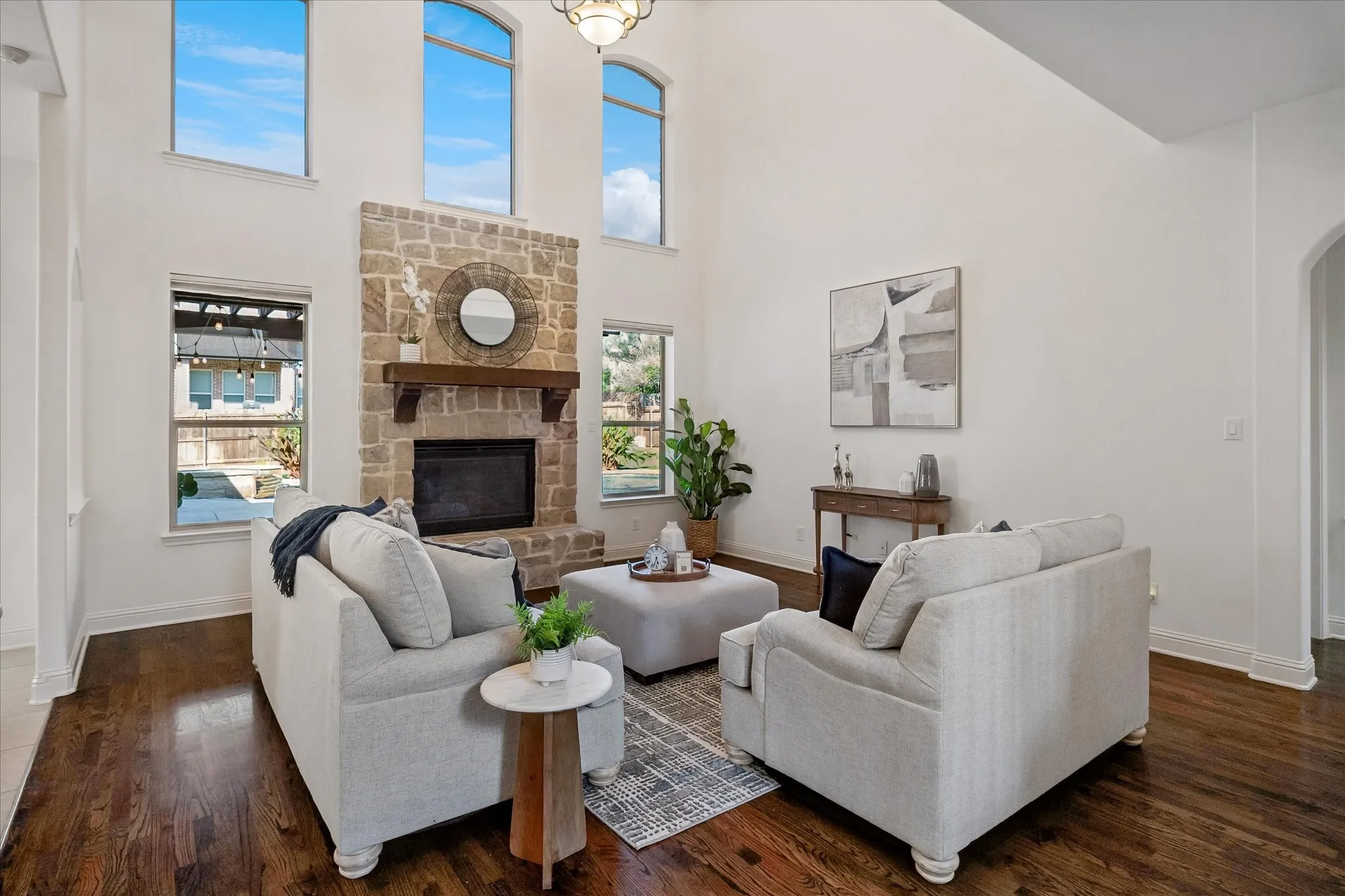 High ceilings and great natural light make this the perfect living space for family and friends.