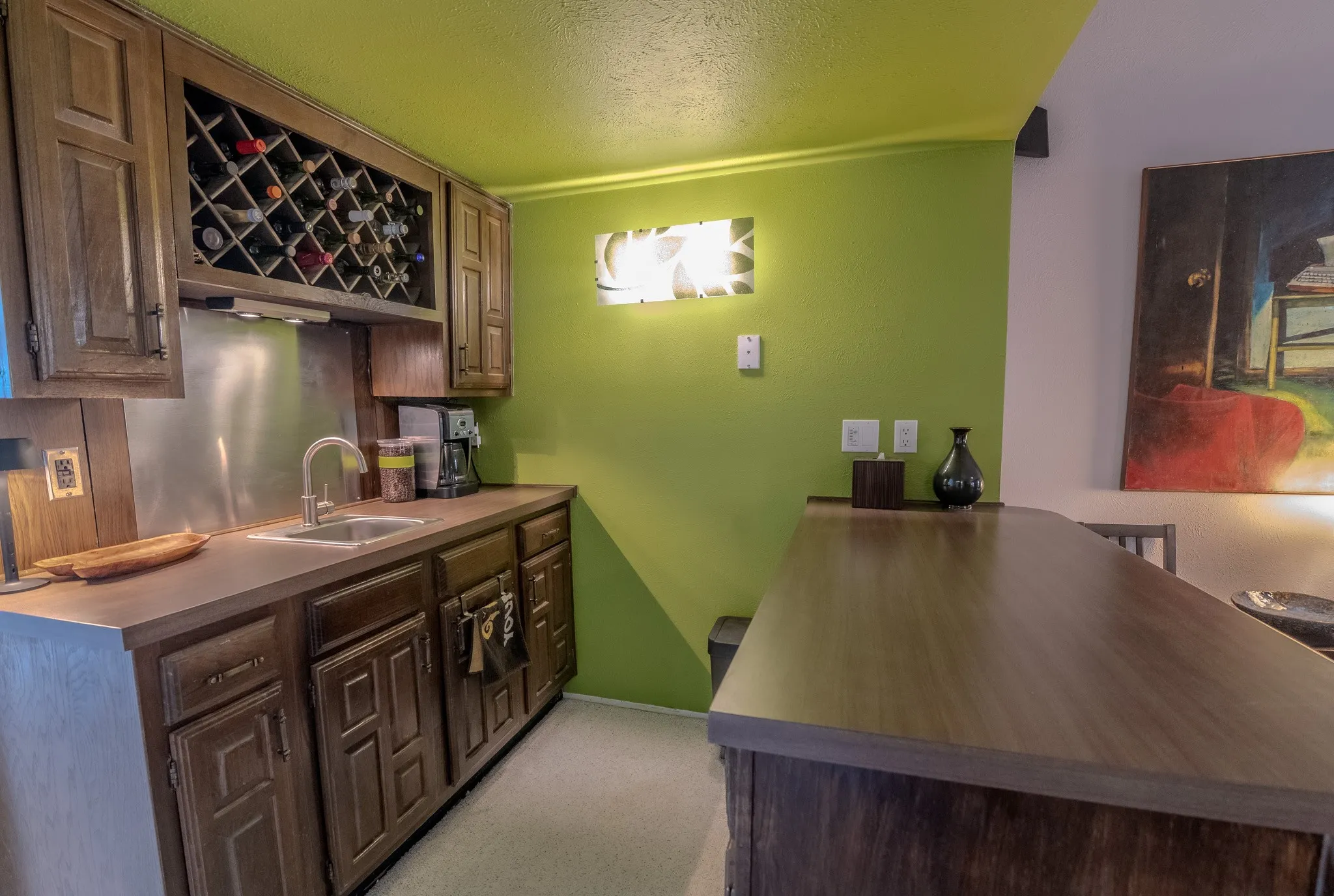 Custom built-in cabinetry with integrated wine rack