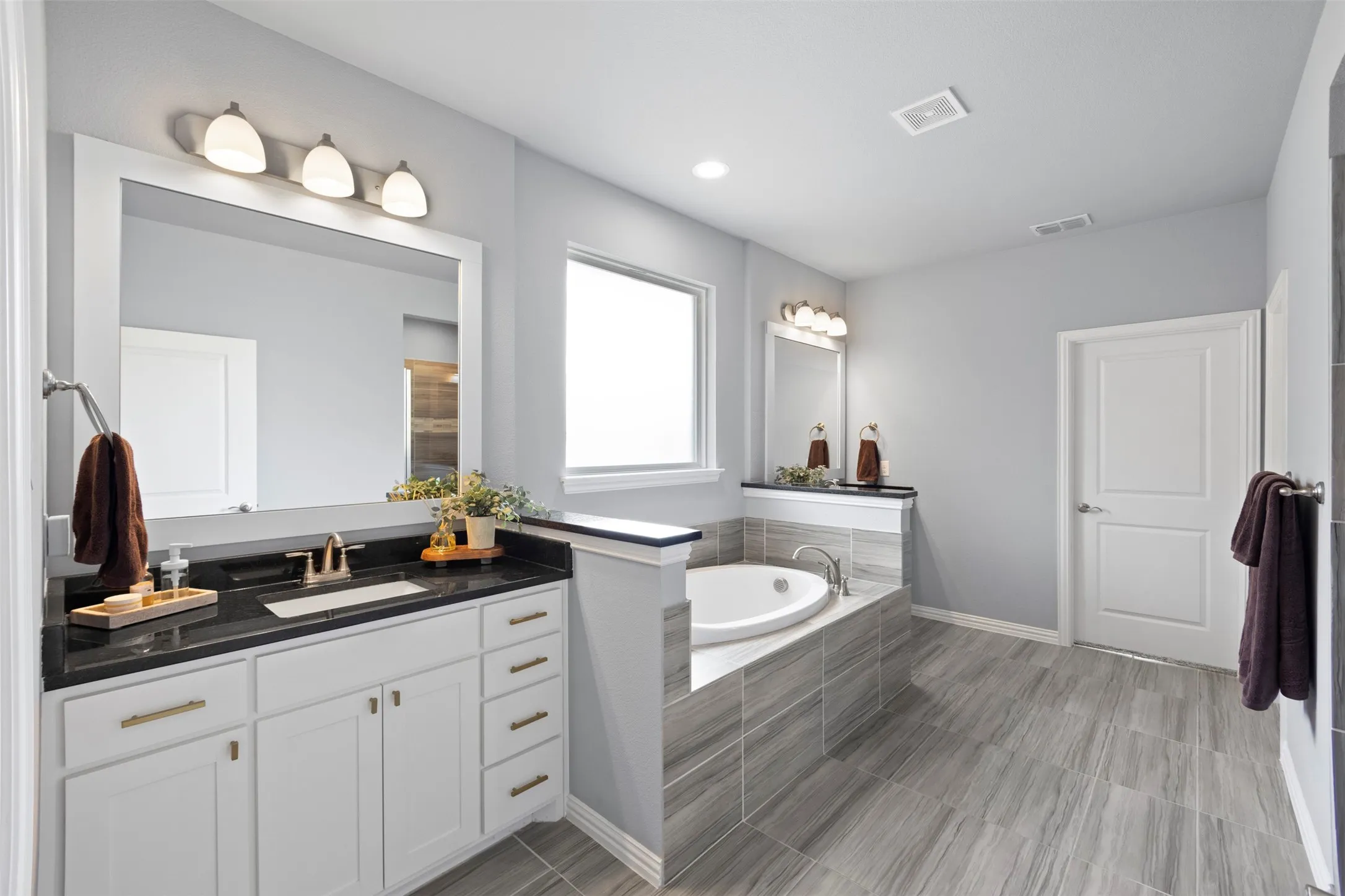 Separate vanities for added convenience