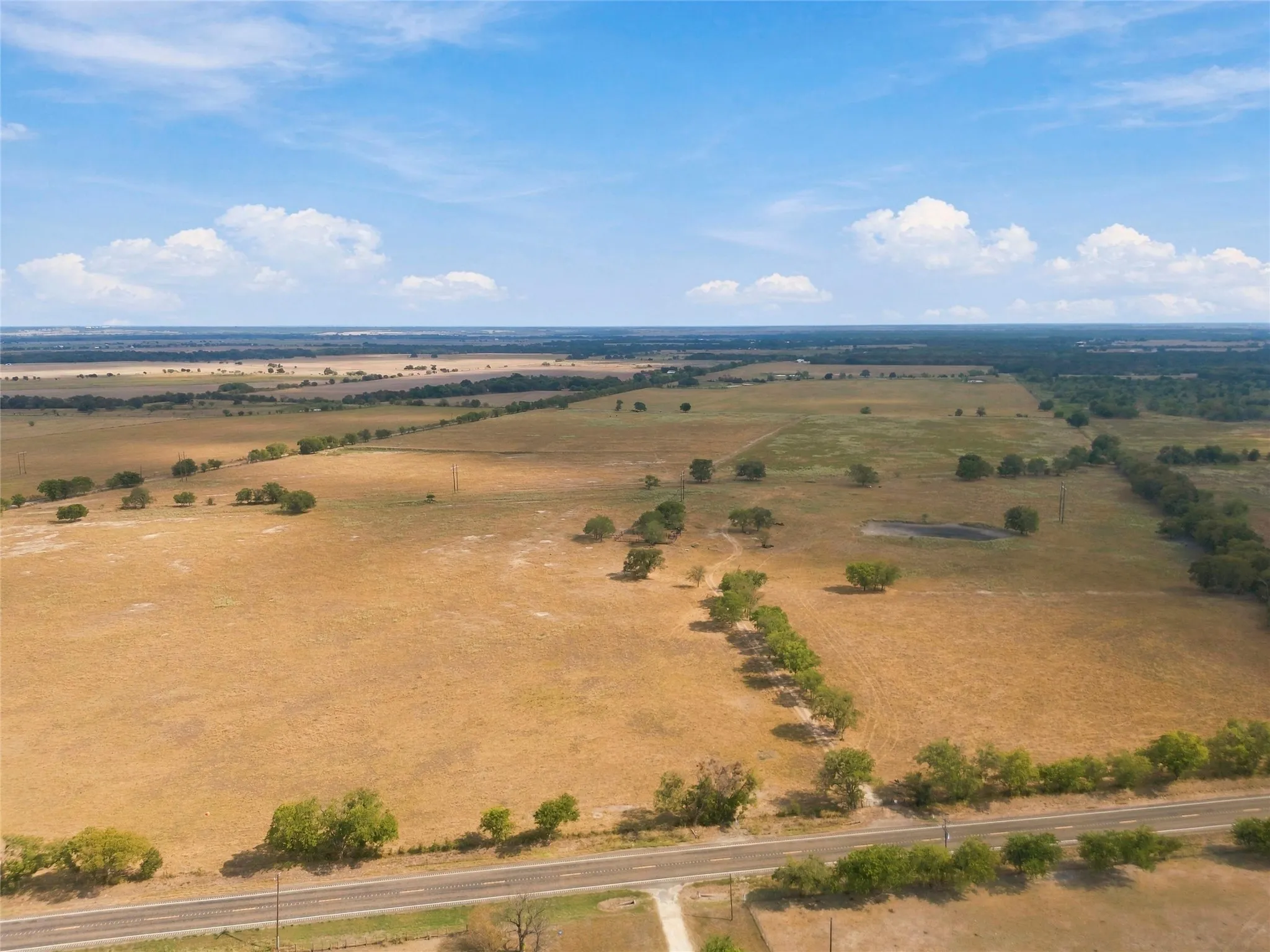 Expansive acreage featuring a private pond, mature trees, and direct road frontage
