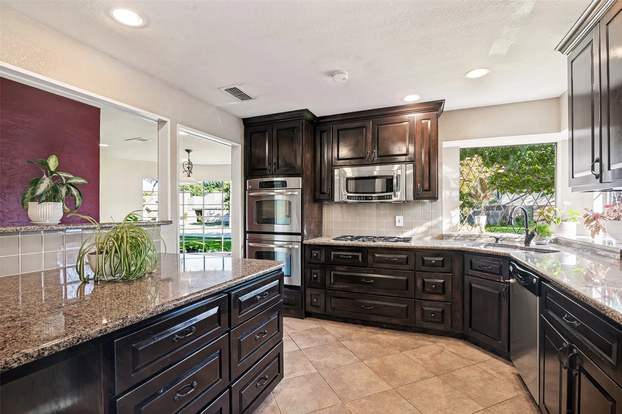 Kitchen has a large island
