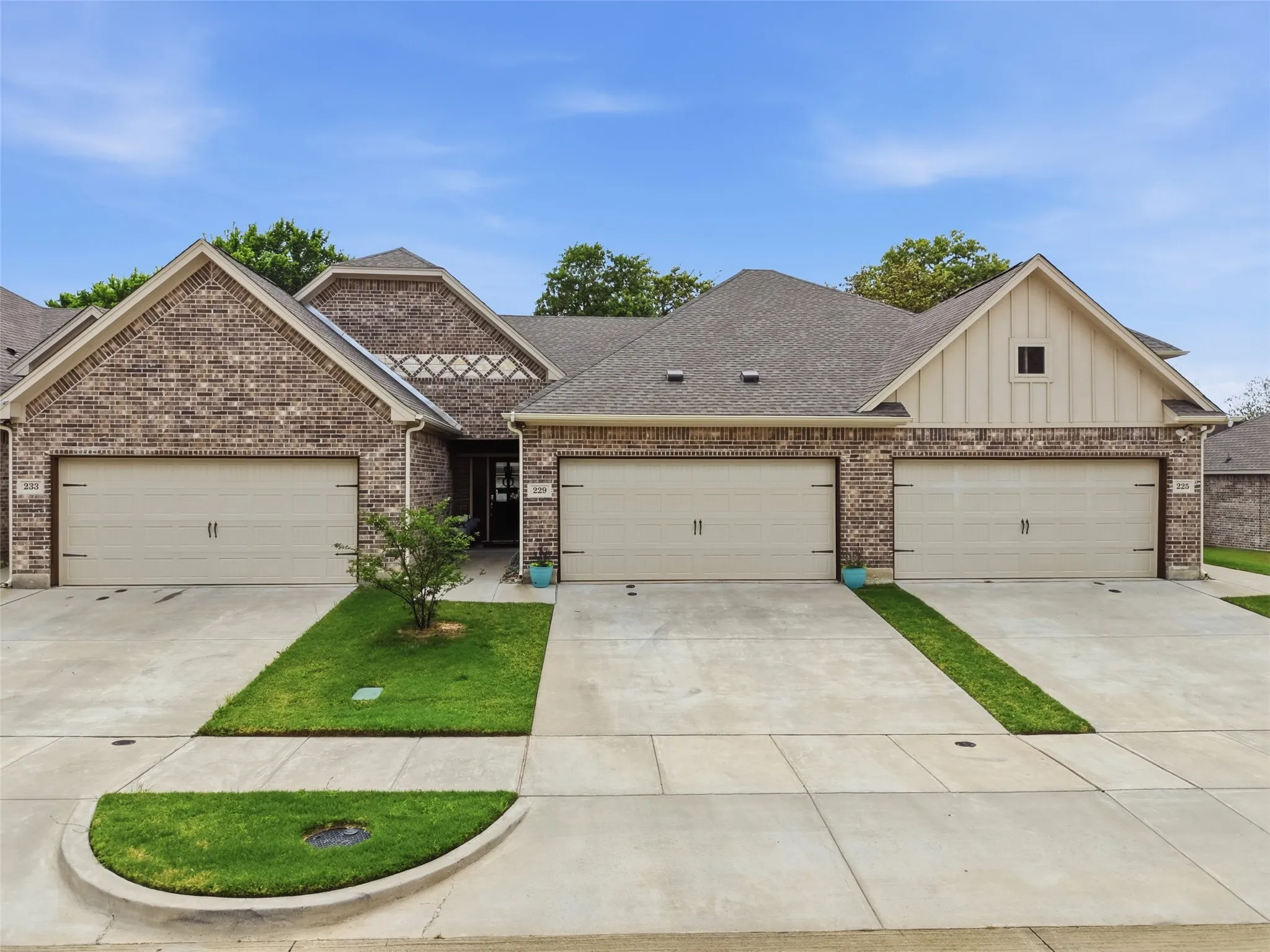 Brick exterior facade with decorative accents