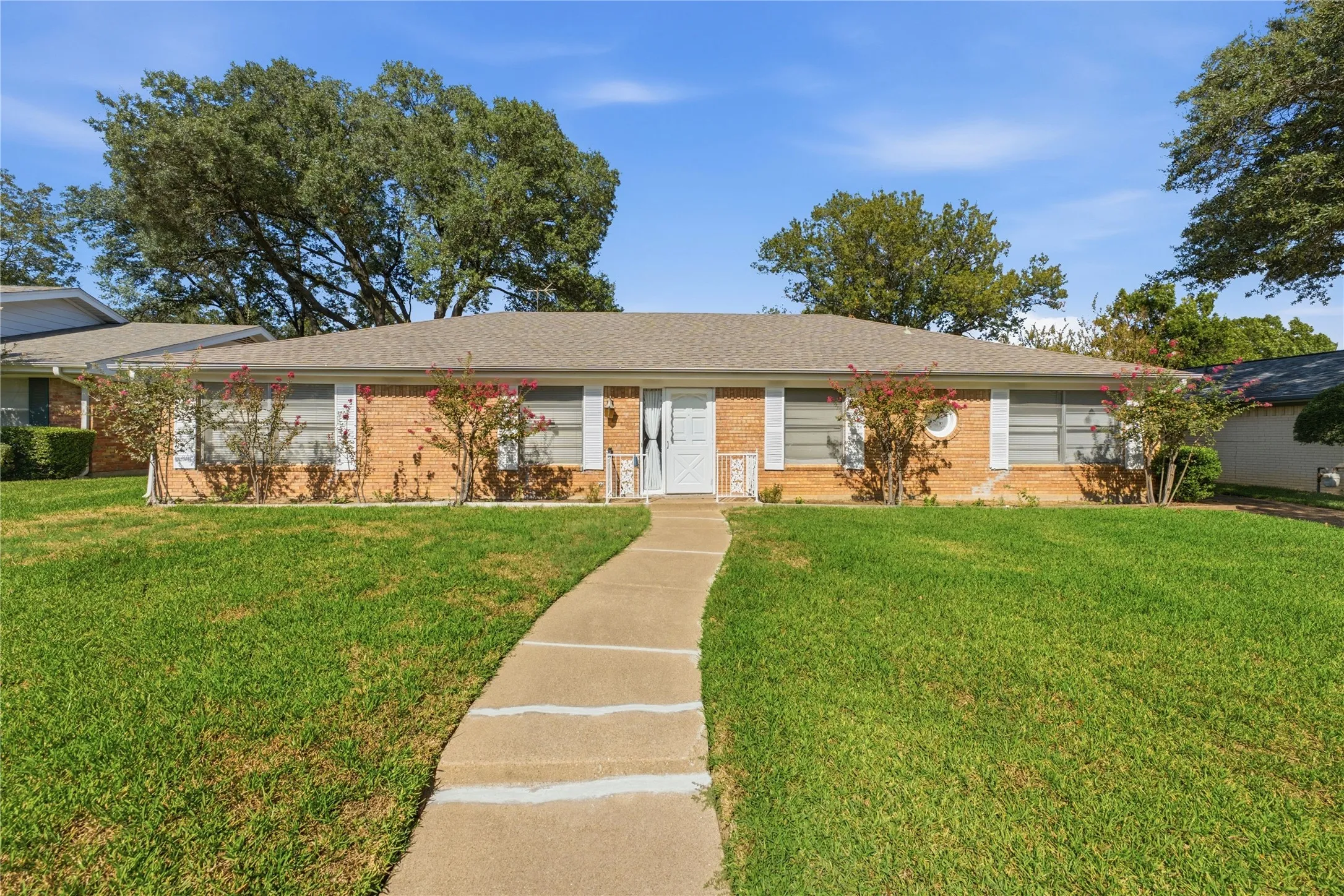 Brick exterior with a gabled roof