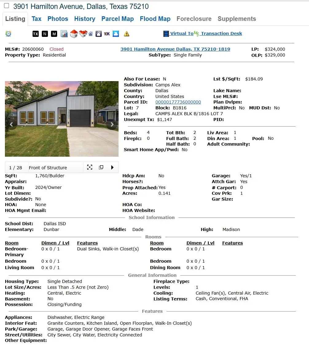 Single Family Residence For Sale in Dallas County , 3901 Hamilton Avenue, Dallas, Texas 75210, 4 Bedroom, 2 Bathroom, 1 Garage spaces, 1,760 Sqft, built in 2024, mls#21394052, Real Estate Agent in Dallas, Homes For Sale in Dallas county, Homes For Sale in Dallas, Realtor in Dallas Texas, Real Estate Brokerage Independent Realty Texas, Luminita Cordes Realtor