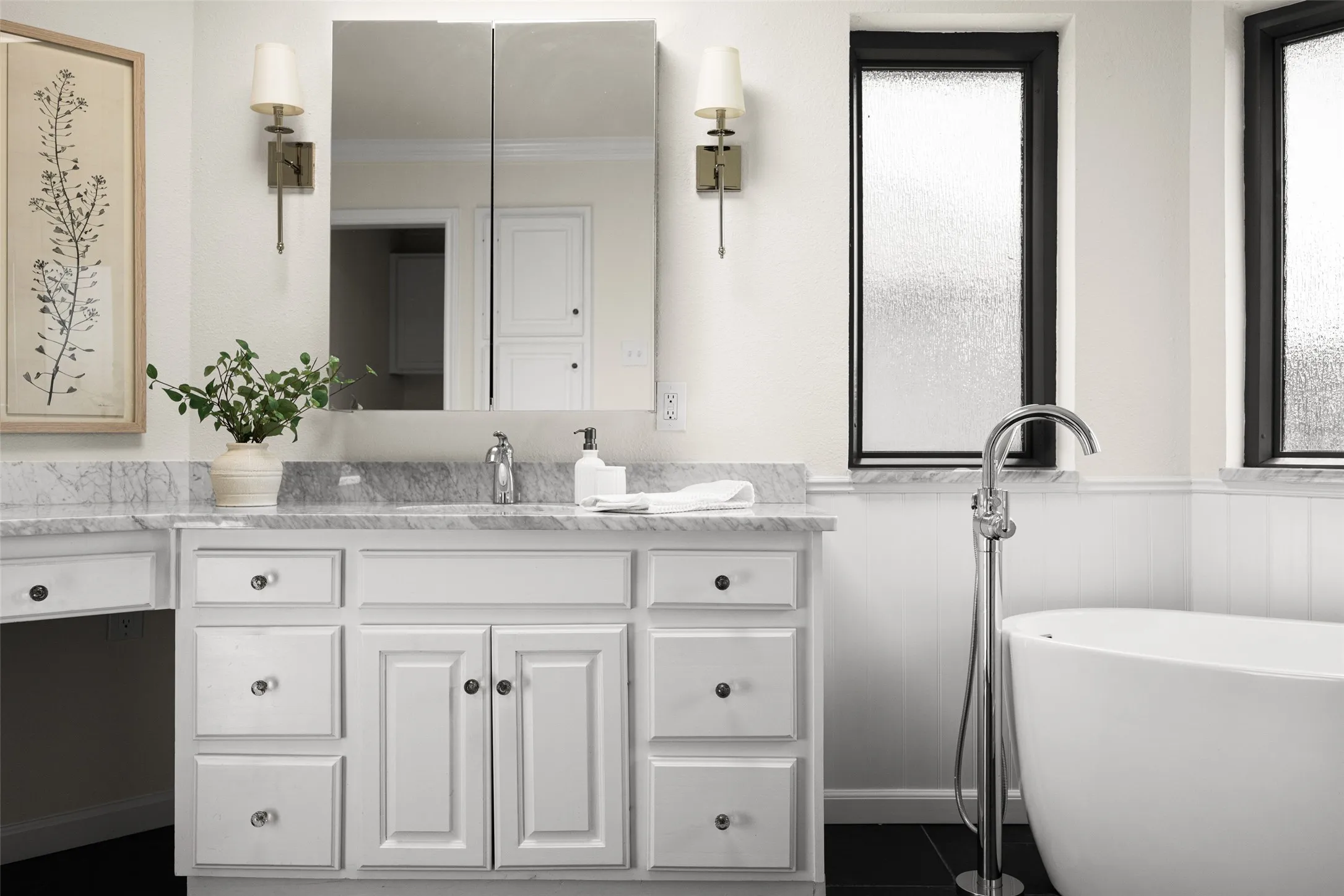 Bathroom with tile flooring