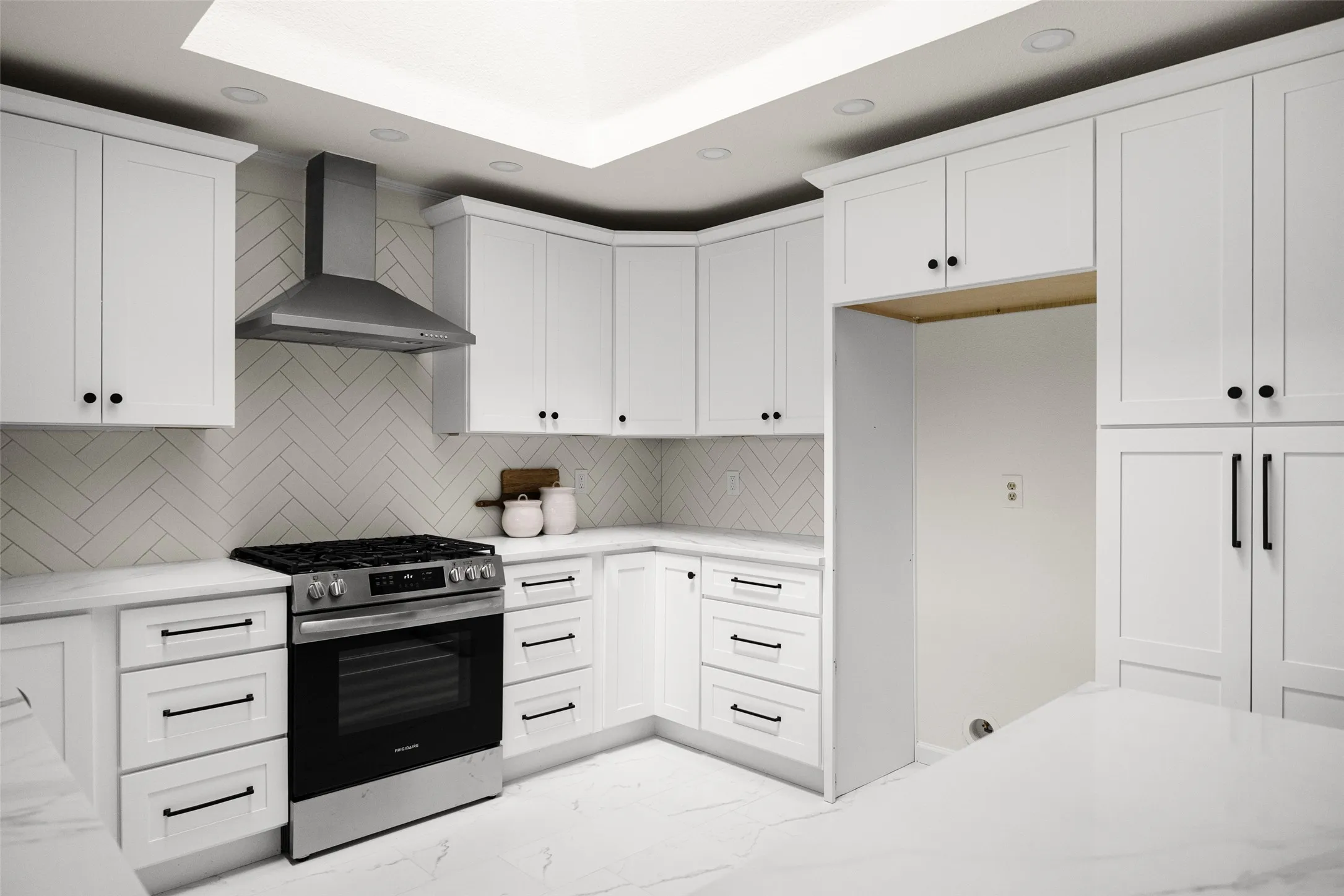 Kitchen with granite countertops and stainless steel appliances