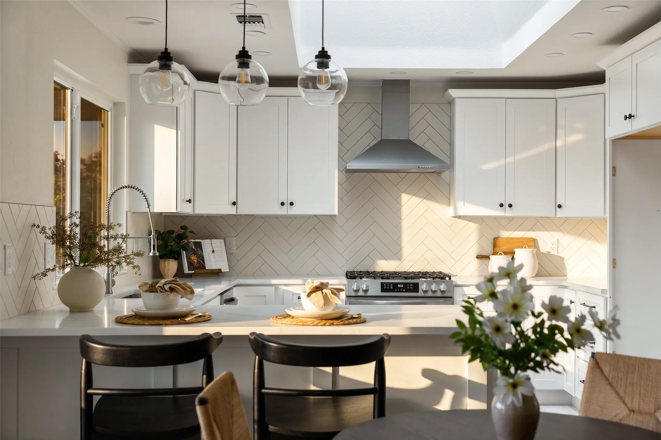 Kitchen with dining area view