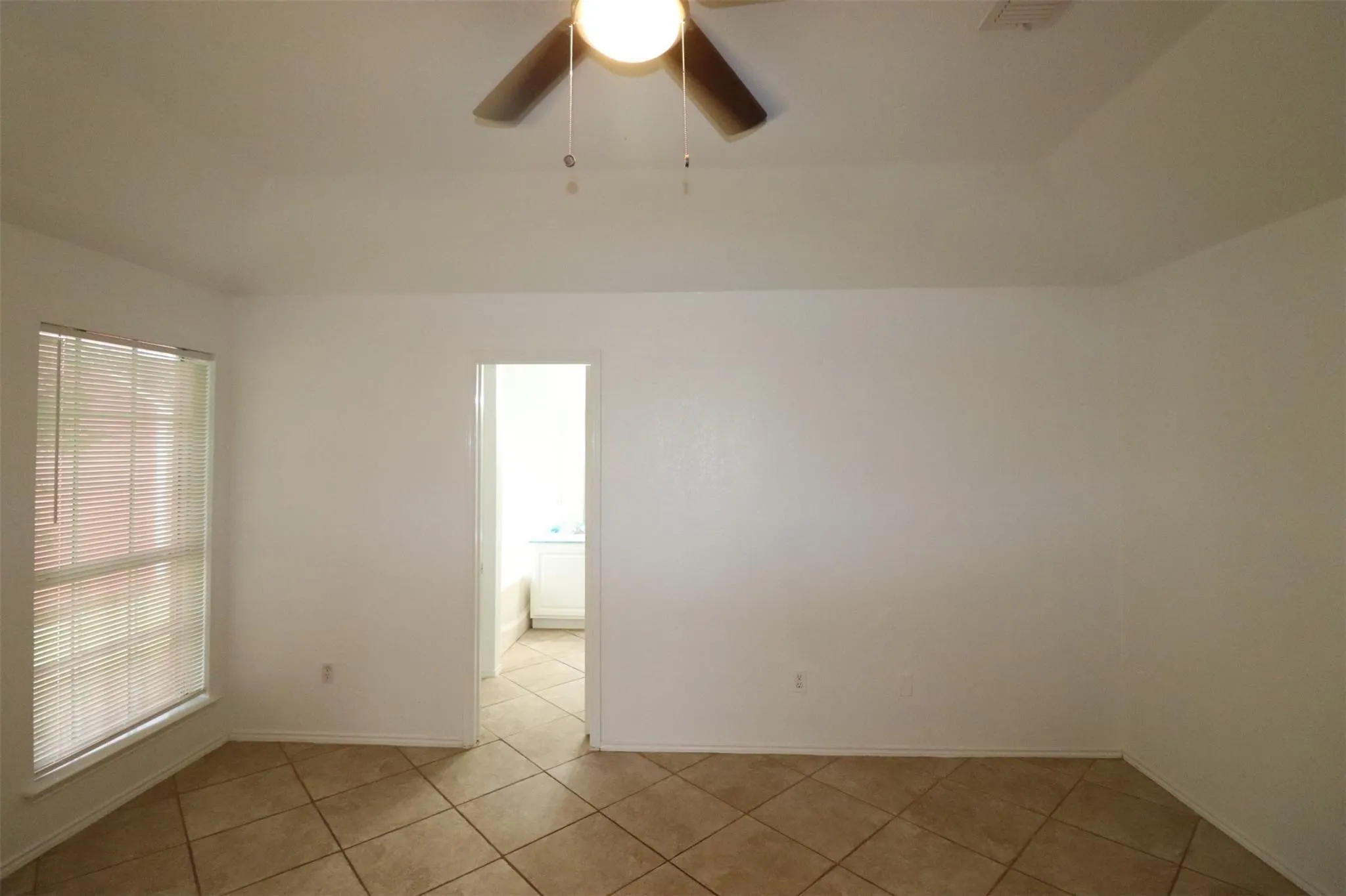 Diagonal tile flooring with light grout