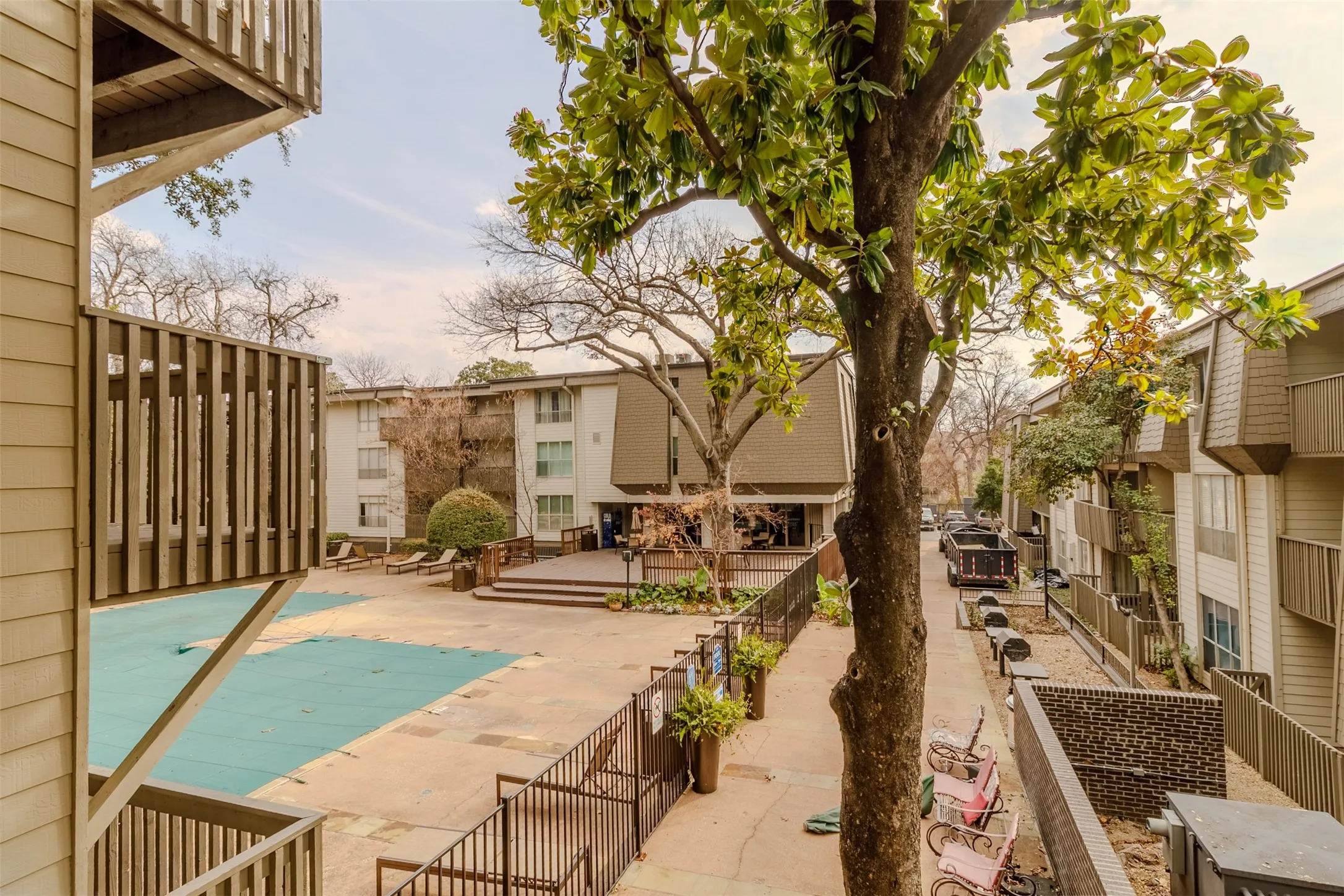 Overlook at community pool from balcony