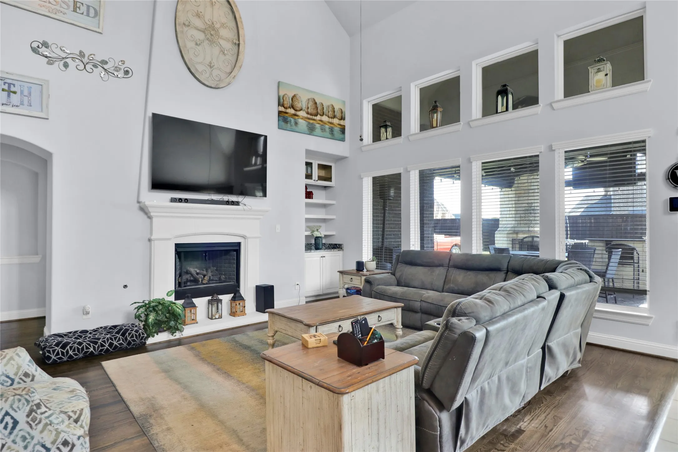 High ceilings and wood floors.