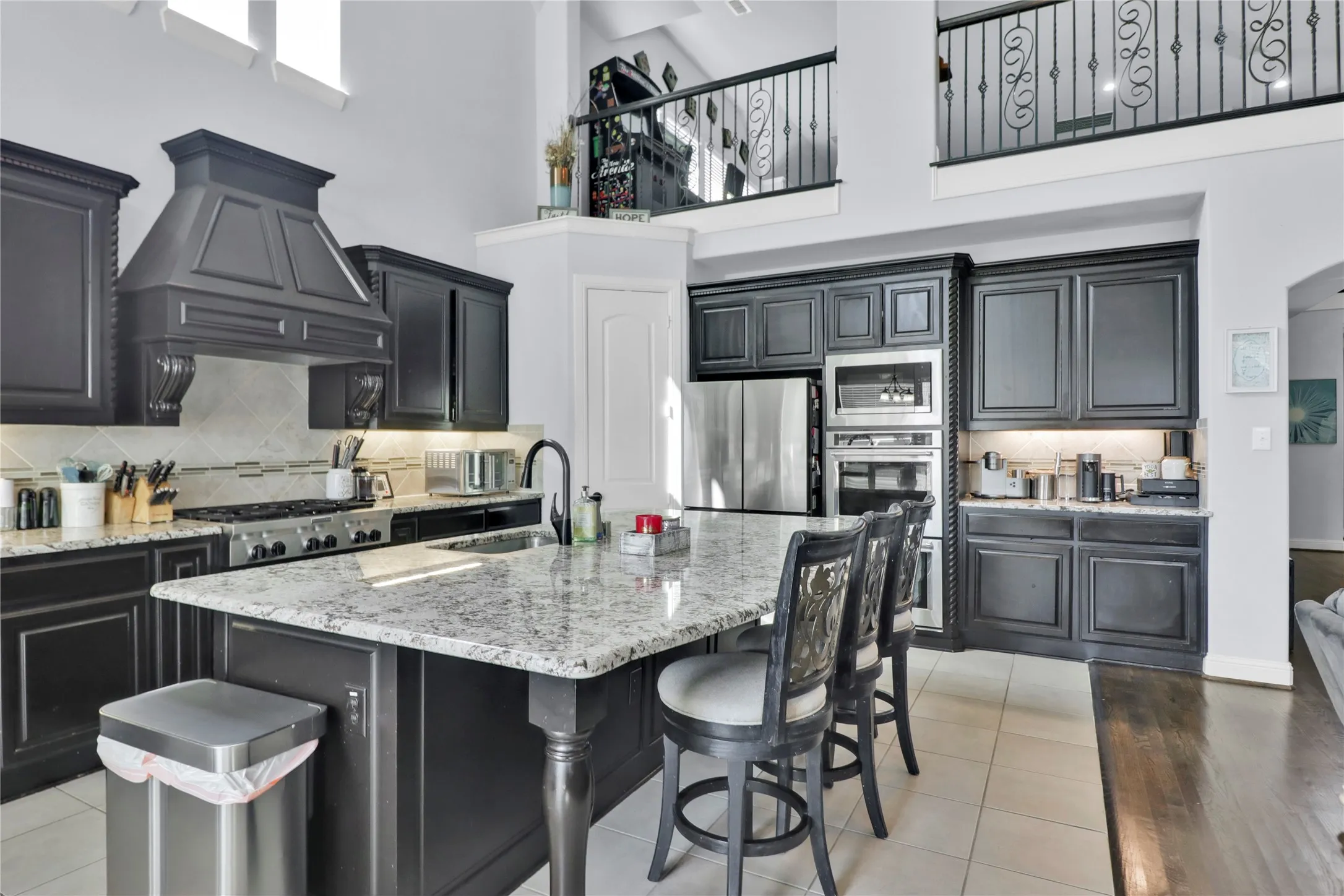 Kitchen with double oven.