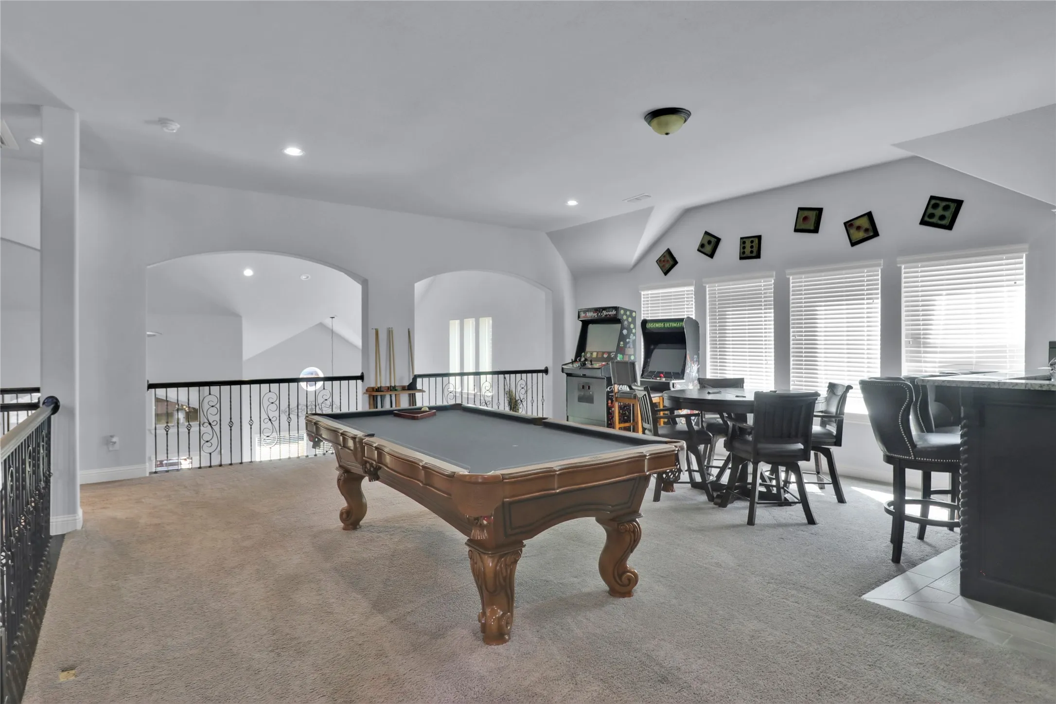 Lofted family room with room for multiple areas.