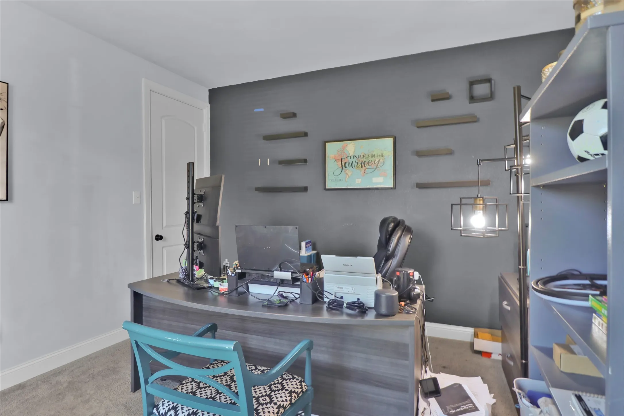 Downstairs office is located by the front door for easy access.