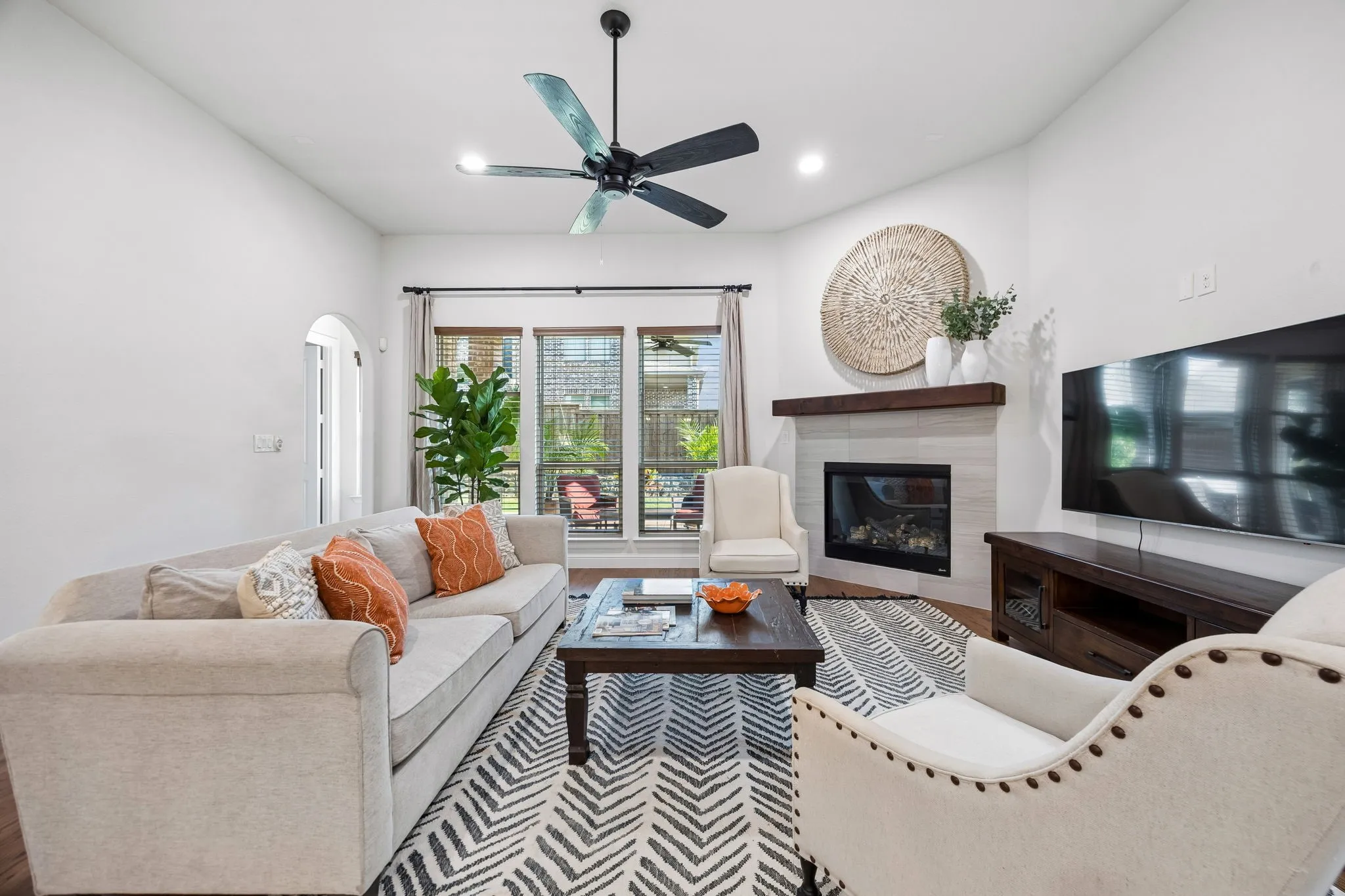 Living Area with wall of windows to flood the room with natural light