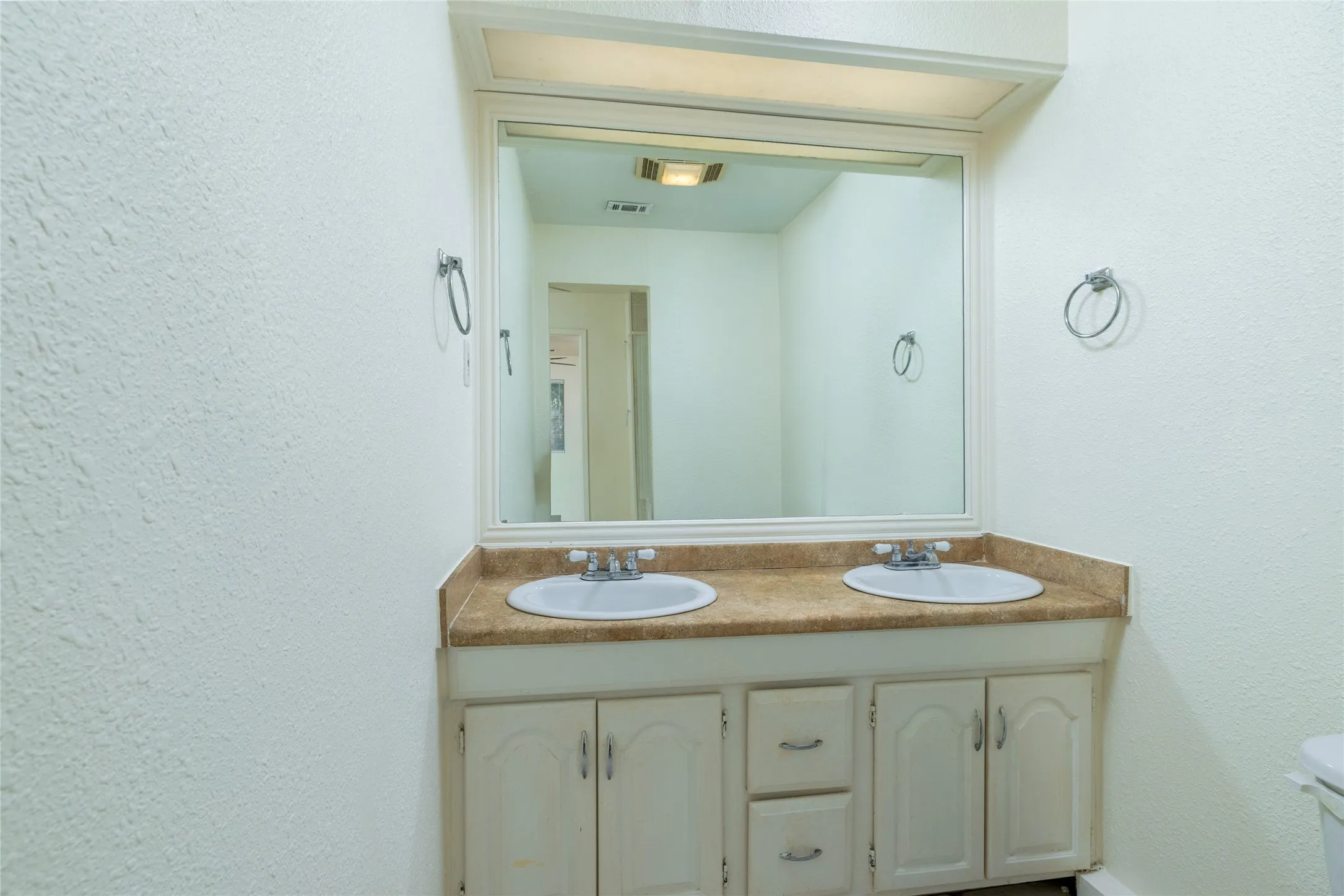 Large primary bathroom with walk-in closet
