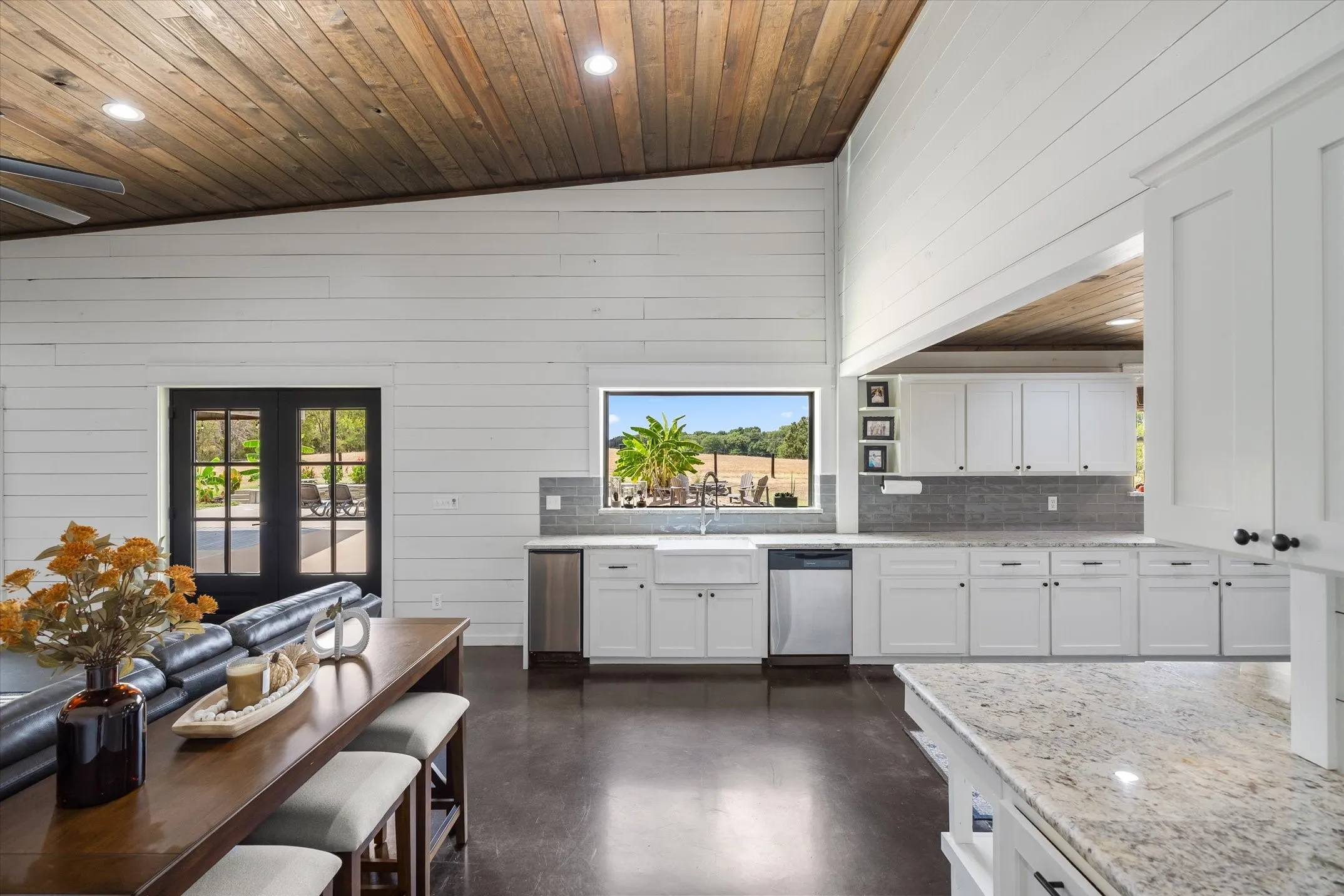The entire home is shiplap and tongue and groove wood- no sheetrock