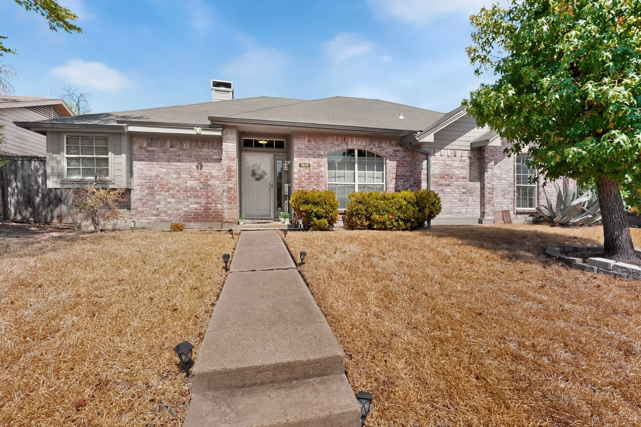 Brick exterior with a gabled roof